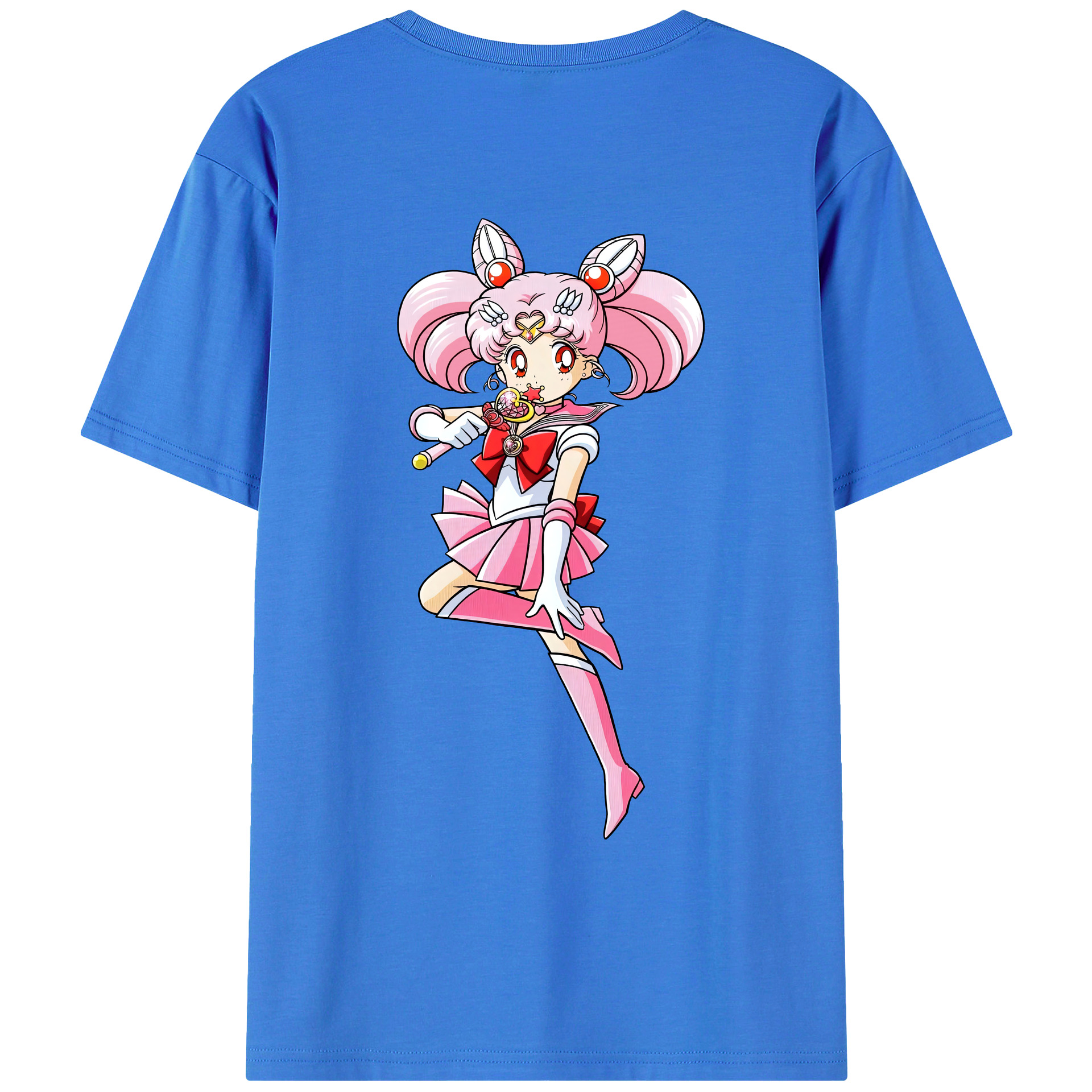 （画像用） 美少女戦士セーラームーン ちびうさ Sailor Moon Chibiusa Tsukino Usagi Small Lady Serenity 綿100％ メンズ半袖Tシャツ（バックプリント） 通気性