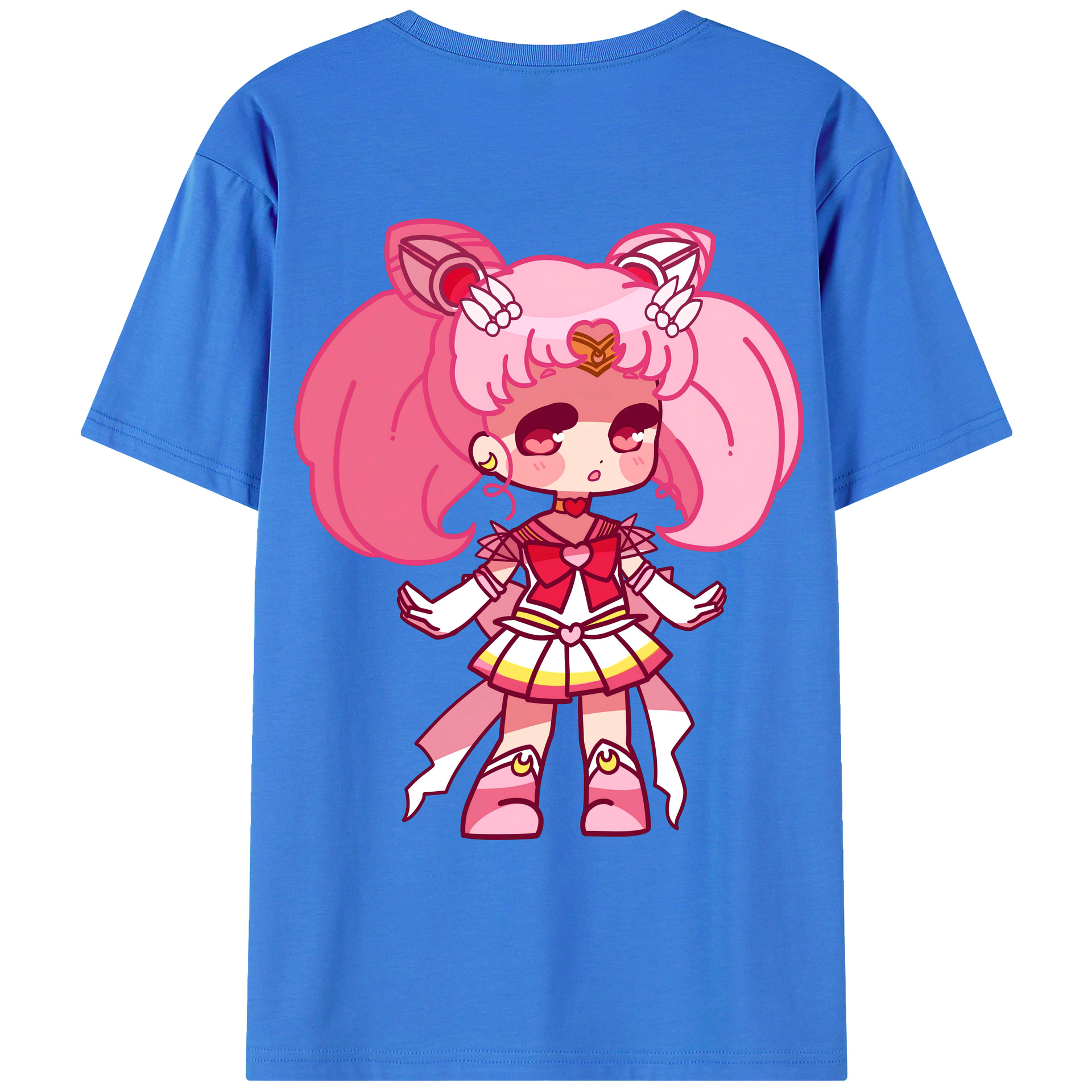 （画像用） 美少女戦士セーラームーン ちびうさ Sailor Moon Chibiusa Tsukino Usagi Small Lady Serenity 綿100％ メンズ半袖Tシャツ（バックプリント） 通気性