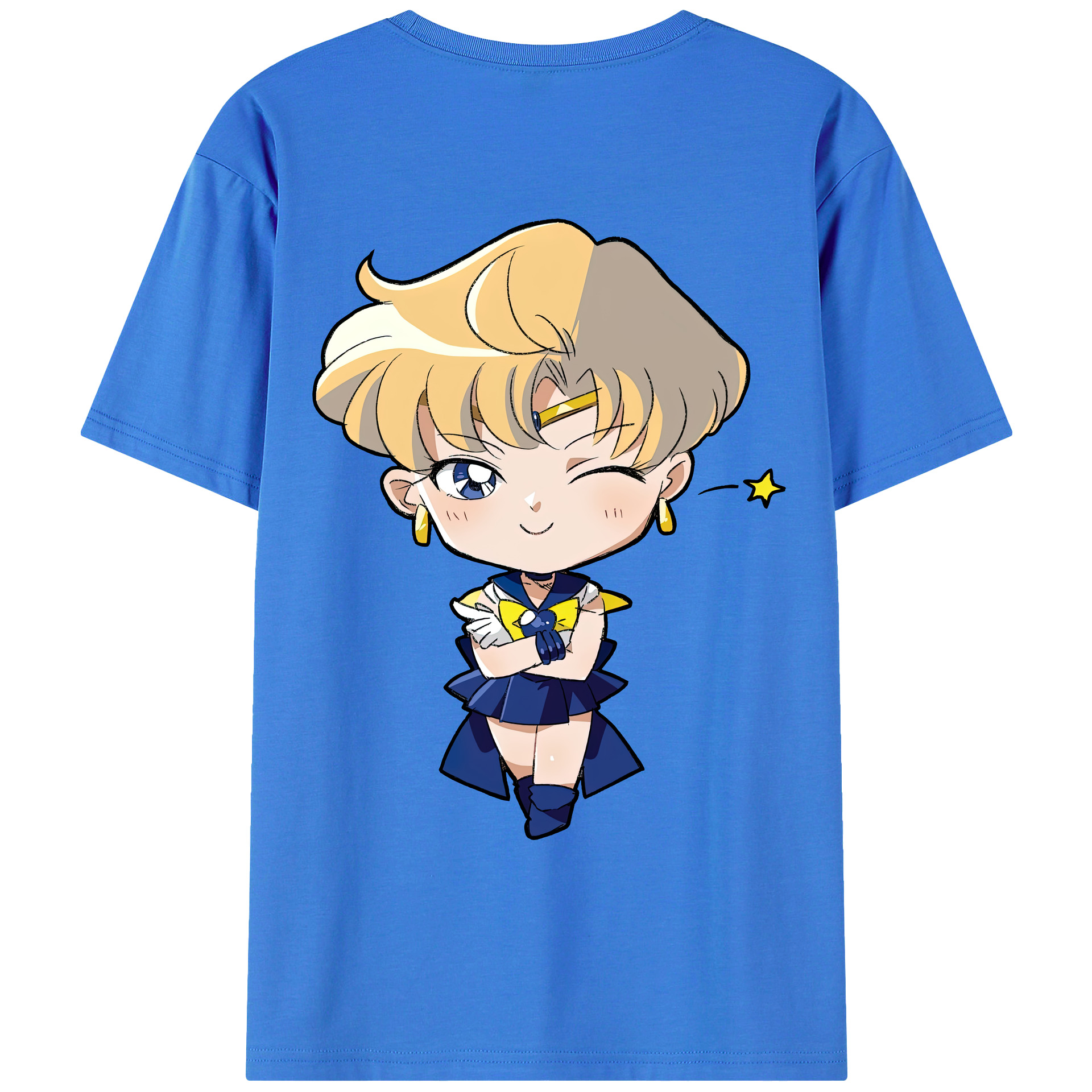 （画像用） 美少女戦士セーラームーン 天王はるか Sailor Moon Tenoh Haruka 綿100％ メンズ半袖Tシャツ（バックプリント） 通気性