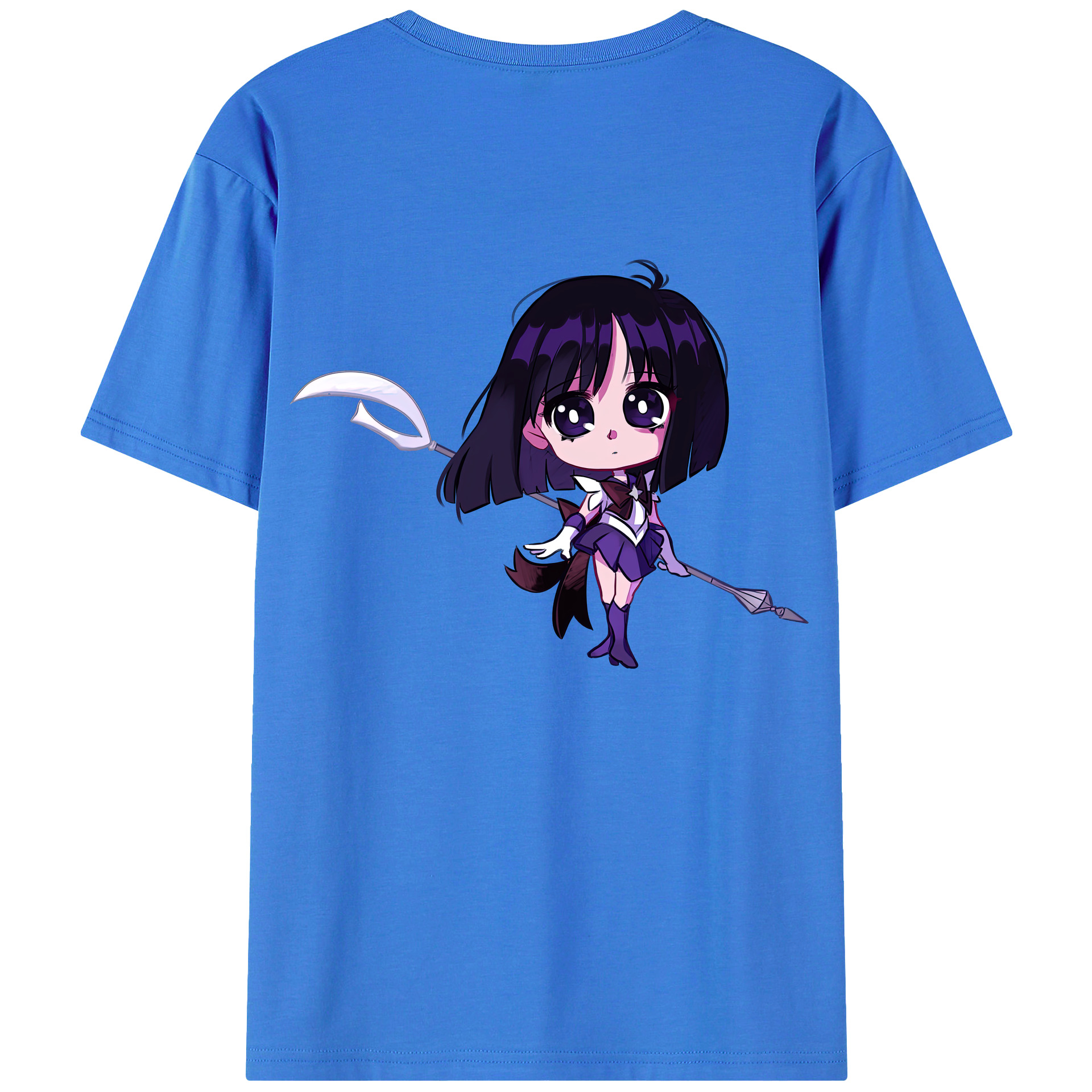 （画像用） 美少女戦士セーラームーン 土萠ほたる Sailor Moon Tomoe Hotaru （セーラーサターン；Sailor Saturn） 綿100％ メンズ半袖Tシャツ（バックプリント） 通気性