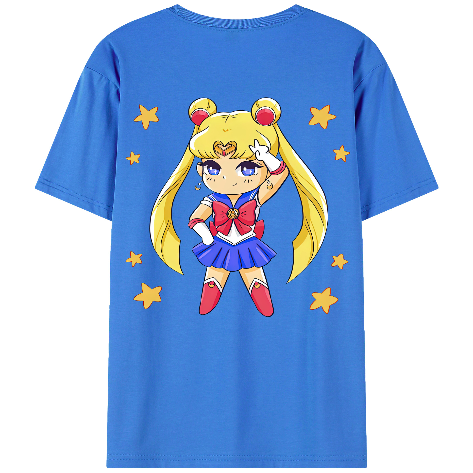 （画像用） 美少女戦士セーラームーン 月野 うさぎ つきの うさぎ Sailor Moon Tsukino Usagi 綿100％ メンズ半袖Tシャツ（バックプリント） 通気性