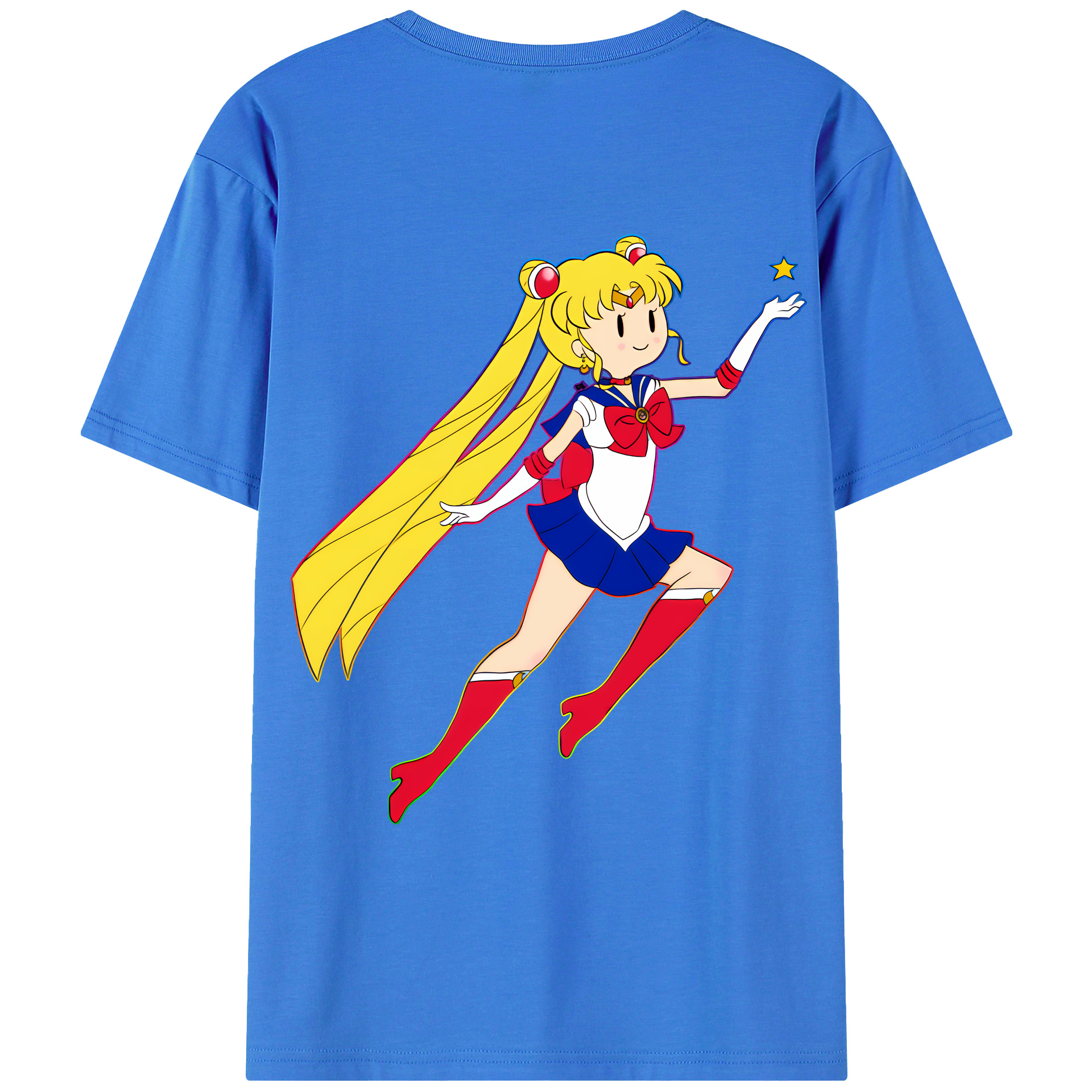 （画像用） 美少女戦士セーラームーン 月野 うさぎ つきの うさぎ Sailor Moon Tsukino Usagi 綿100％ メンズ半袖Tシャツ（バックプリント） 通気性