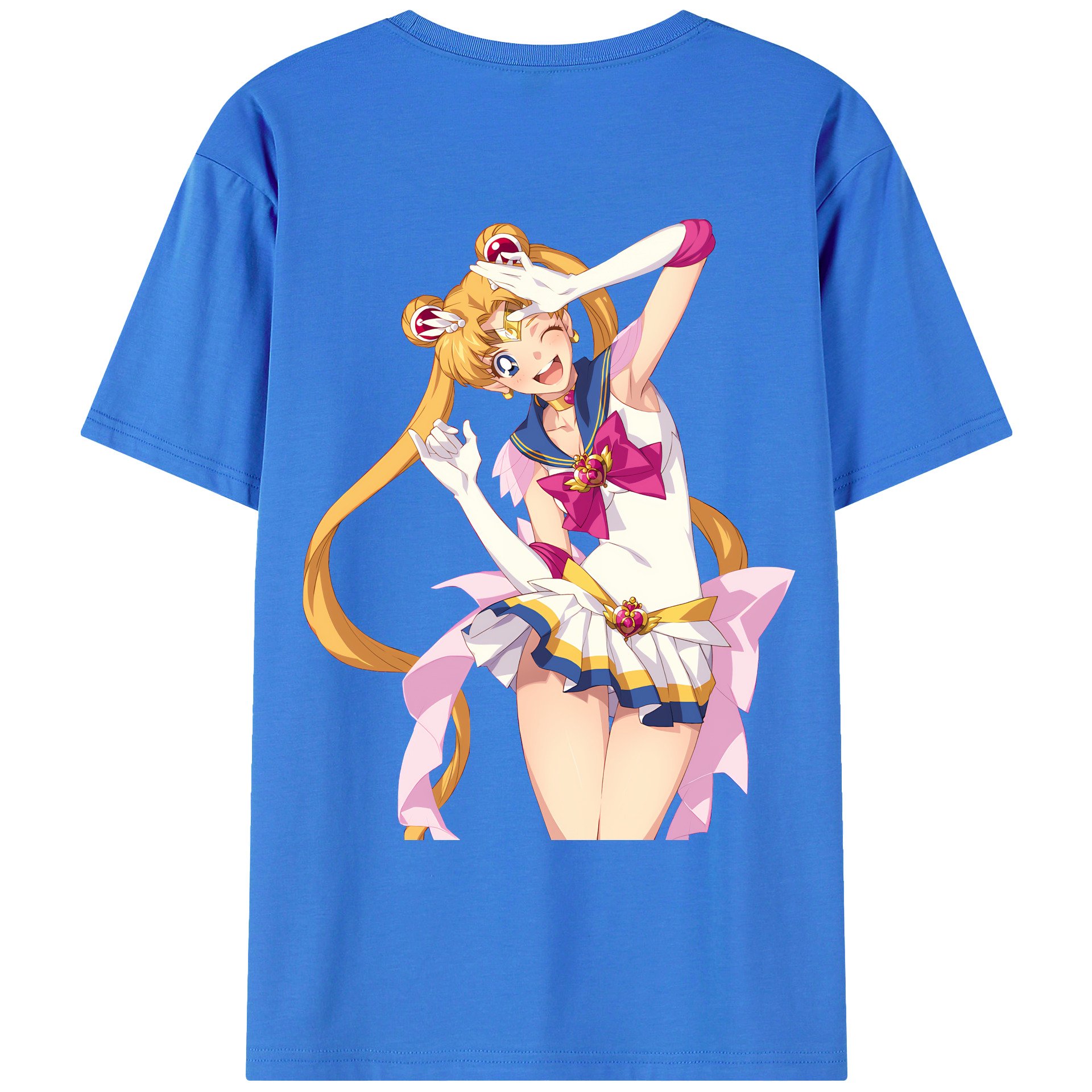 （画像用） 美少女戦士セーラームーン 月野 うさぎ つきの うさぎ Sailor Moon Tsukino Usagi 綿100％ メンズ半袖Tシャツ（バックプリント） 通気性