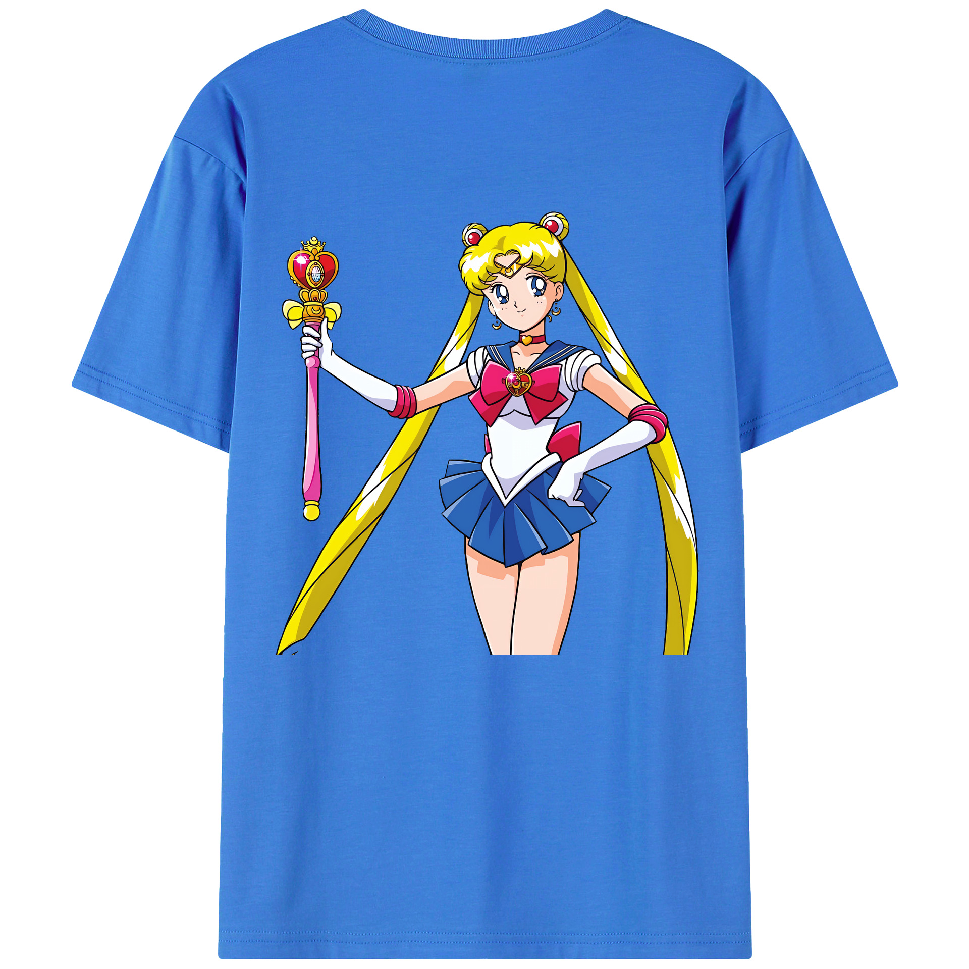 （画像用） 美少女戦士セーラームーン 月野 うさぎ つきの うさぎ Sailor Moon Tsukino Usagi 綿100％ メンズ半袖Tシャツ（バックプリント） 通気性