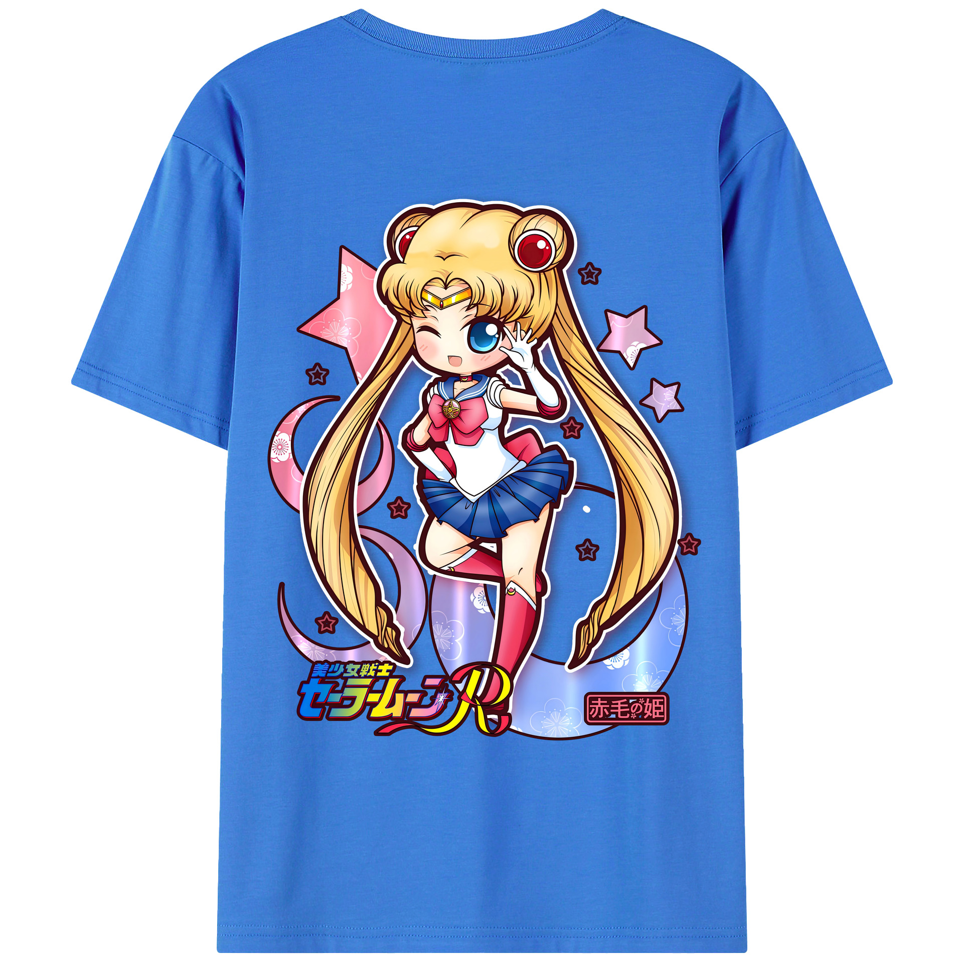 （画像用） 美少女戦士セーラームーン 月野 うさぎ つきの うさぎ Sailor Moon Tsukino Usagi 綿100％ メンズ半袖Tシャツ（バックプリント） 通気性
