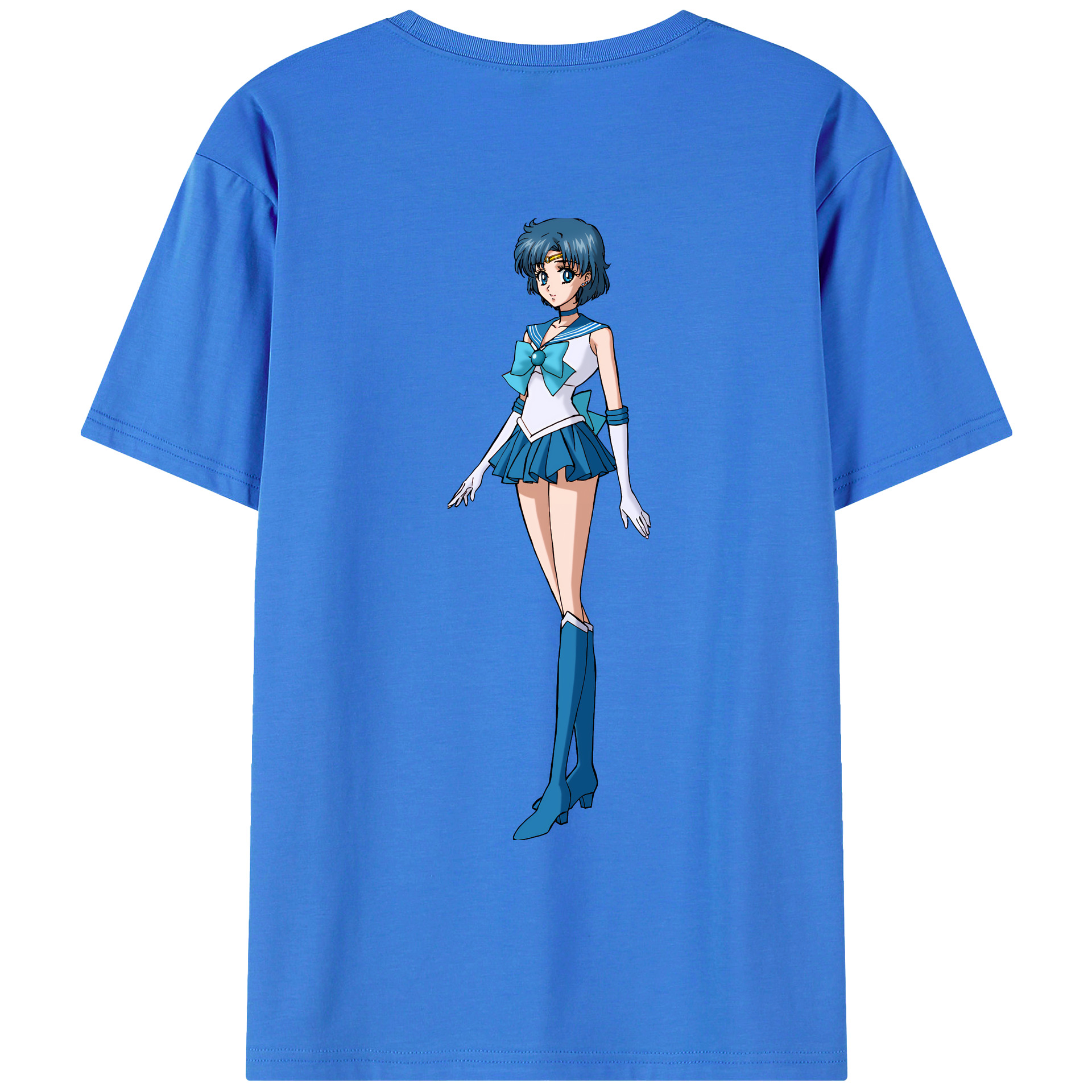 （画像用） 美少女戦士セーラームーン 水野 亜美 みずの あみ Sailor Moon Mizuno Ami 綿100％ メンズ半袖Tシャツ（バックプリント） 通気性