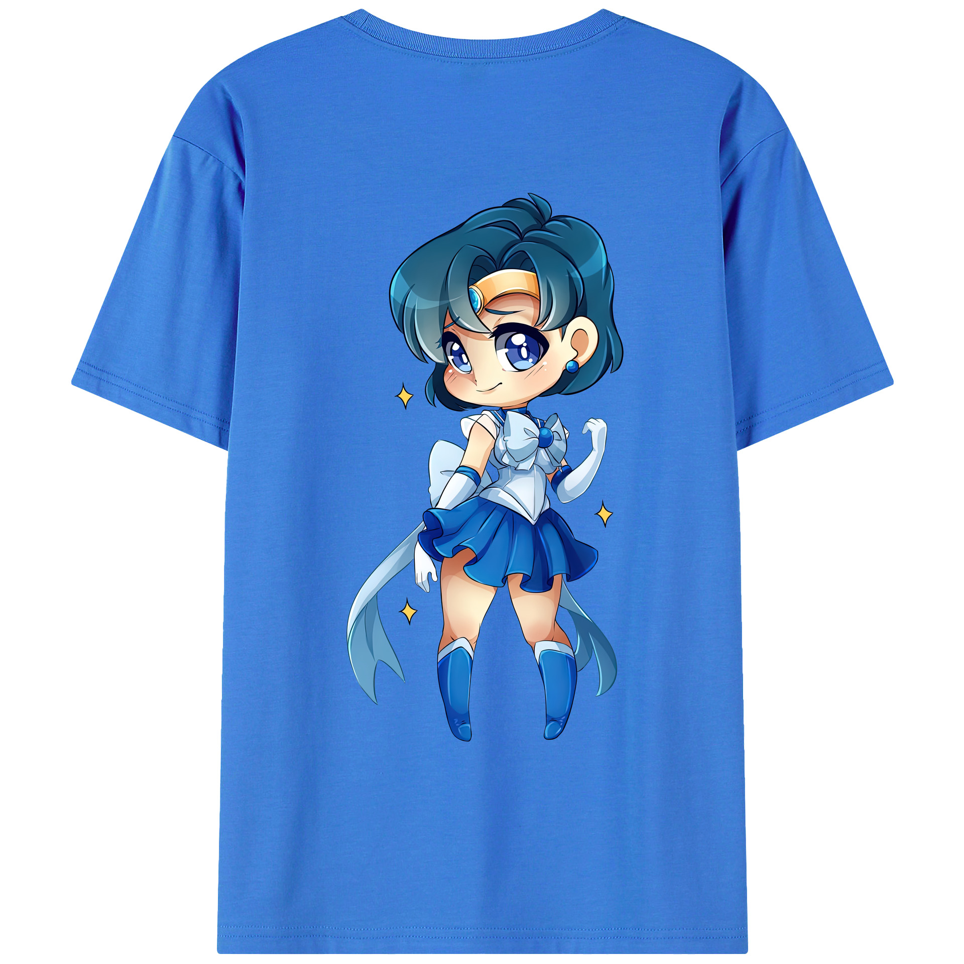（画像用） 美少女戦士セーラームーン 水野 亜美 みずの あみ Sailor Moon Mizuno Ami 綿100％ メンズ半袖Tシャツ（バックプリント） 通気性