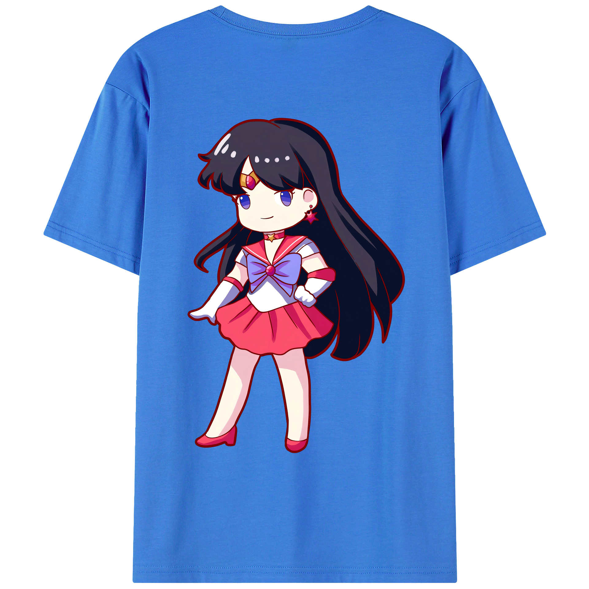 （画像用） 美少女戦士セーラームーン 火野レイ ひの レイ Sailor Moon Hino Rei （セーラーマーズ,Sailor Mars） 綿100％ メンズ半袖Tシャツ（バックプリント） 通気性