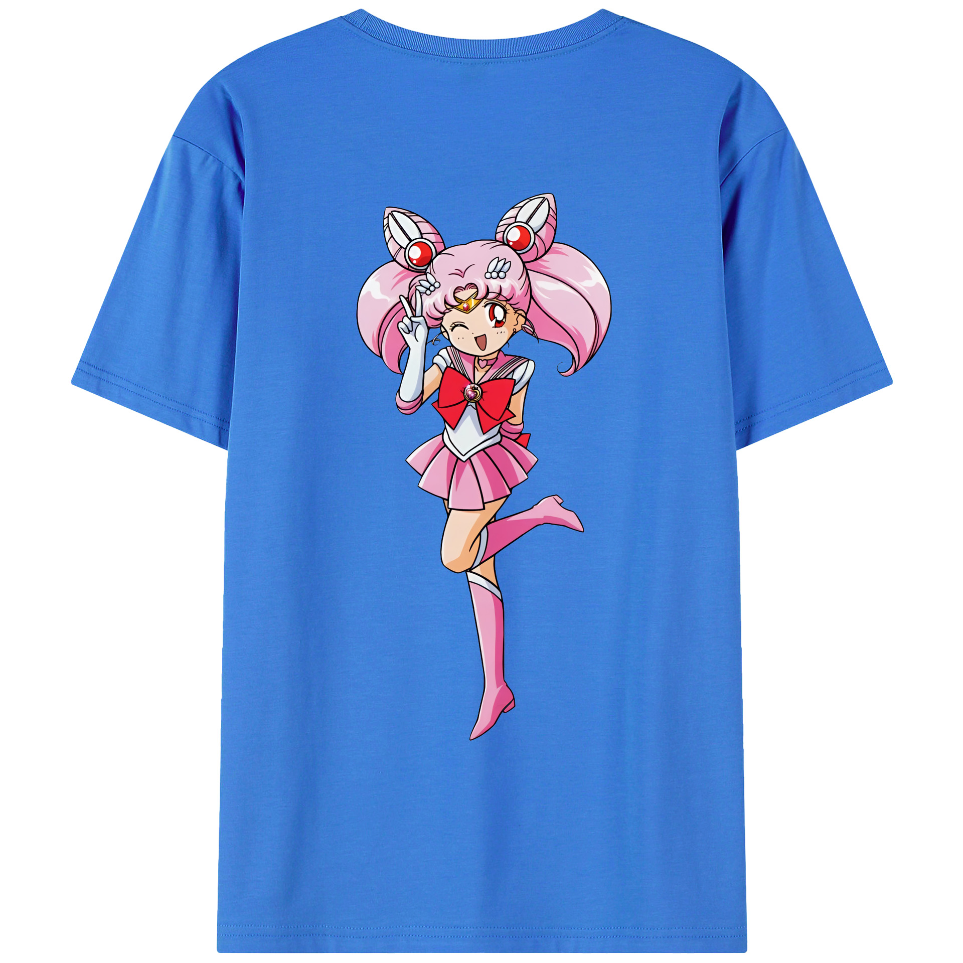 （画像用） 美少女戦士セーラームーン ちびうさ Sailor Moon Chibiusa Tsukino Usagi Small Lady Serenity 綿100％ メンズ半袖Tシャツ（バックプリント） 通気性