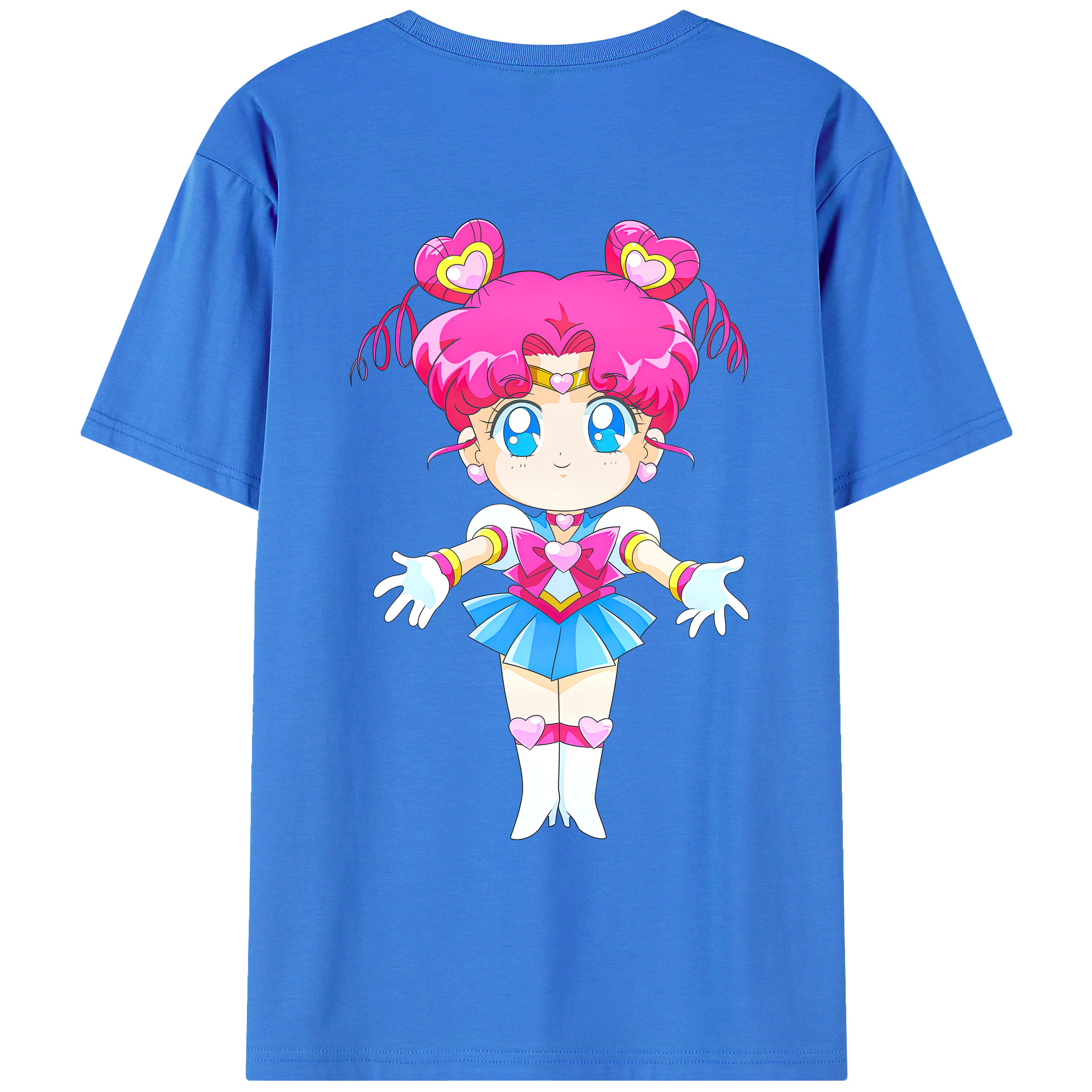 （画像用） 美少女戦士セーラームーン ちびうさ Sailor Moon Chibiusa Tsukino Usagi Small Lady Serenity 綿100％ メンズ半袖Tシャツ（バックプリント） 通気性