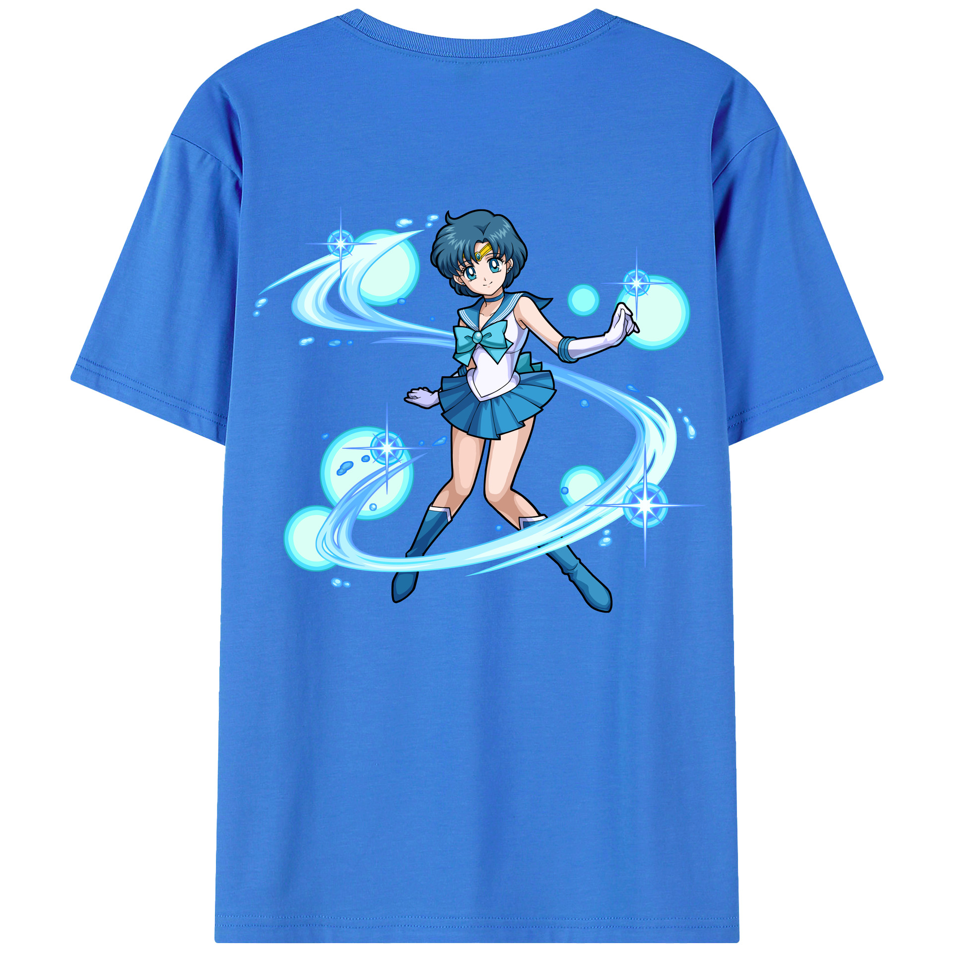 （画像用） 美少女戦士セーラームーン 水野 亜美 みずの あみ Sailor Moon Mizuno Ami 綿100％ メンズ半袖Tシャツ（バックプリント） 通気性