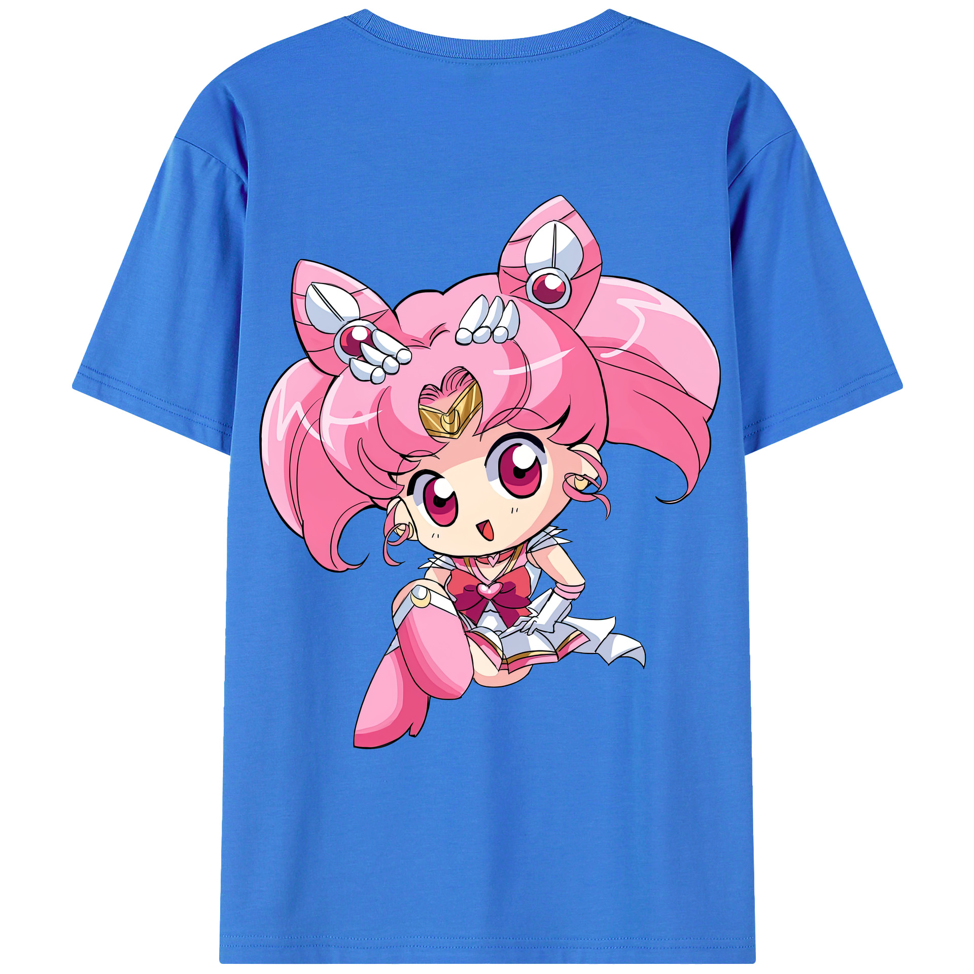 （画像用） 美少女戦士セーラームーン ちびうさ Sailor Moon Chibiusa Tsukino Usagi Small Lady Serenity 綿100％ メンズ半袖Tシャツ（バックプリント） 通気性