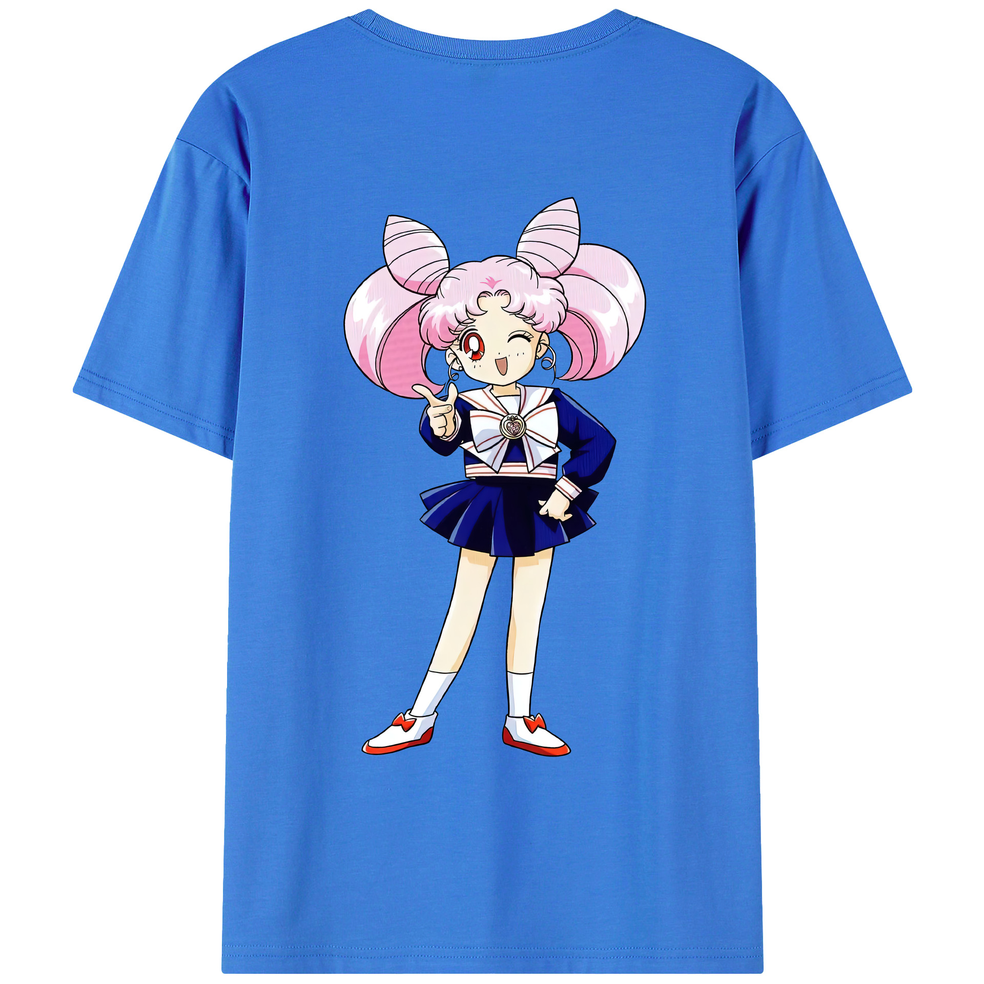 （画像用） 美少女戦士セーラームーン ちびうさ Sailor Moon Chibiusa Tsukino Usagi Small Lady Serenity 綿100％ メンズ半袖Tシャツ（バックプリント） 通気性