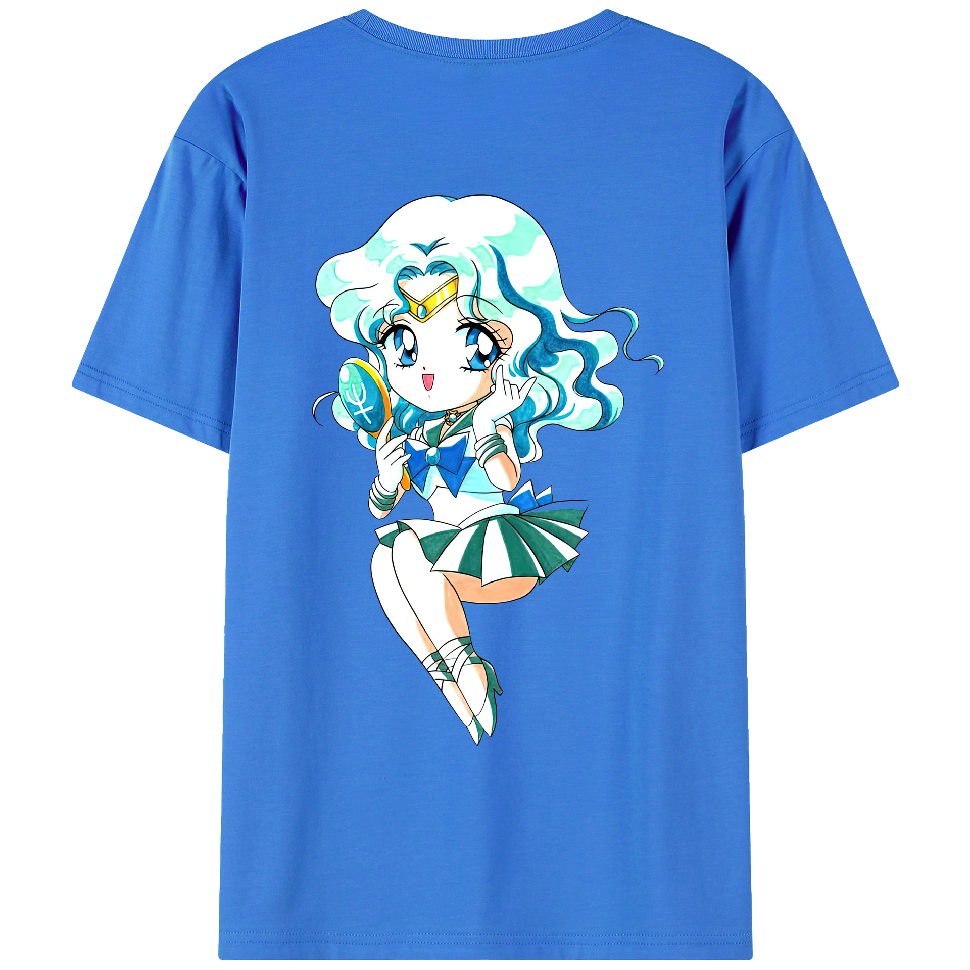 （画像用） 美少女戦士セーラームーン 海王 みちる（かいおう みちる） Sailor Moon Kaiou Michiru 綿100％ メンズ半袖Tシャツ（バックプリント） 通気性