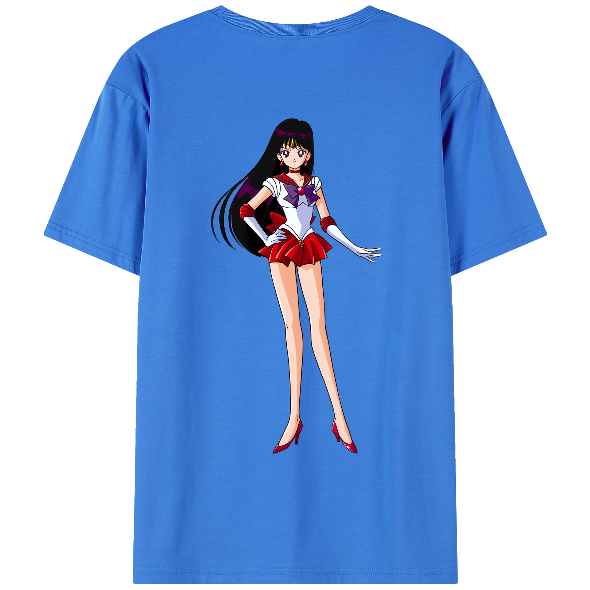 （画像用） 美少女戦士セーラームーン 火野レイ ひの レイ Sailor Moon Hino Rei （セーラーマーズ,Sailor Mars） 綿100％ メンズ半袖Tシャツ（バックプリント） 通気性