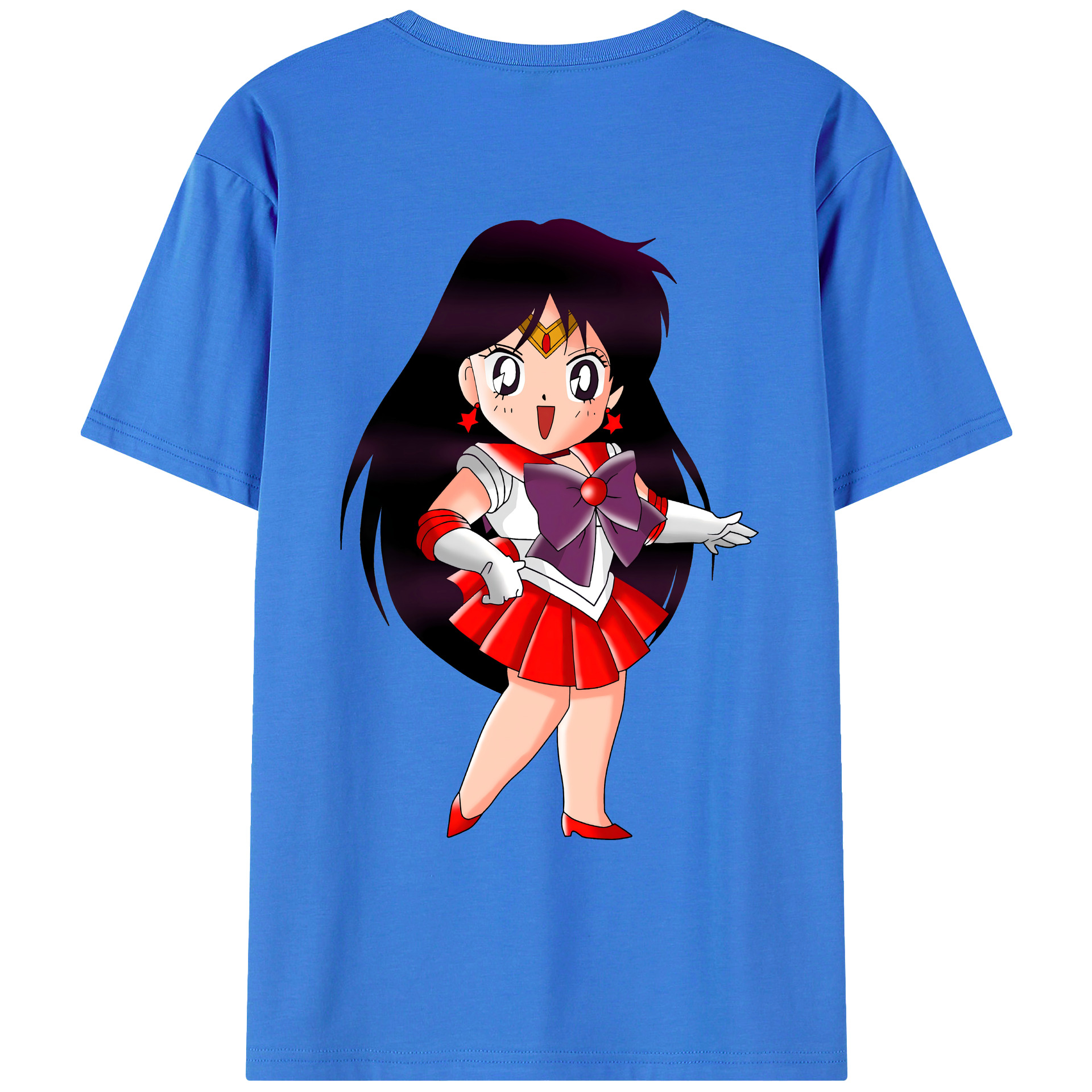 （画像用） 美少女戦士セーラームーン 火野レイ ひの レイ Sailor Moon Hino Rei （セーラーマーズ,Sailor Mars） 綿100％ メンズ半袖Tシャツ（バックプリント） 通気性