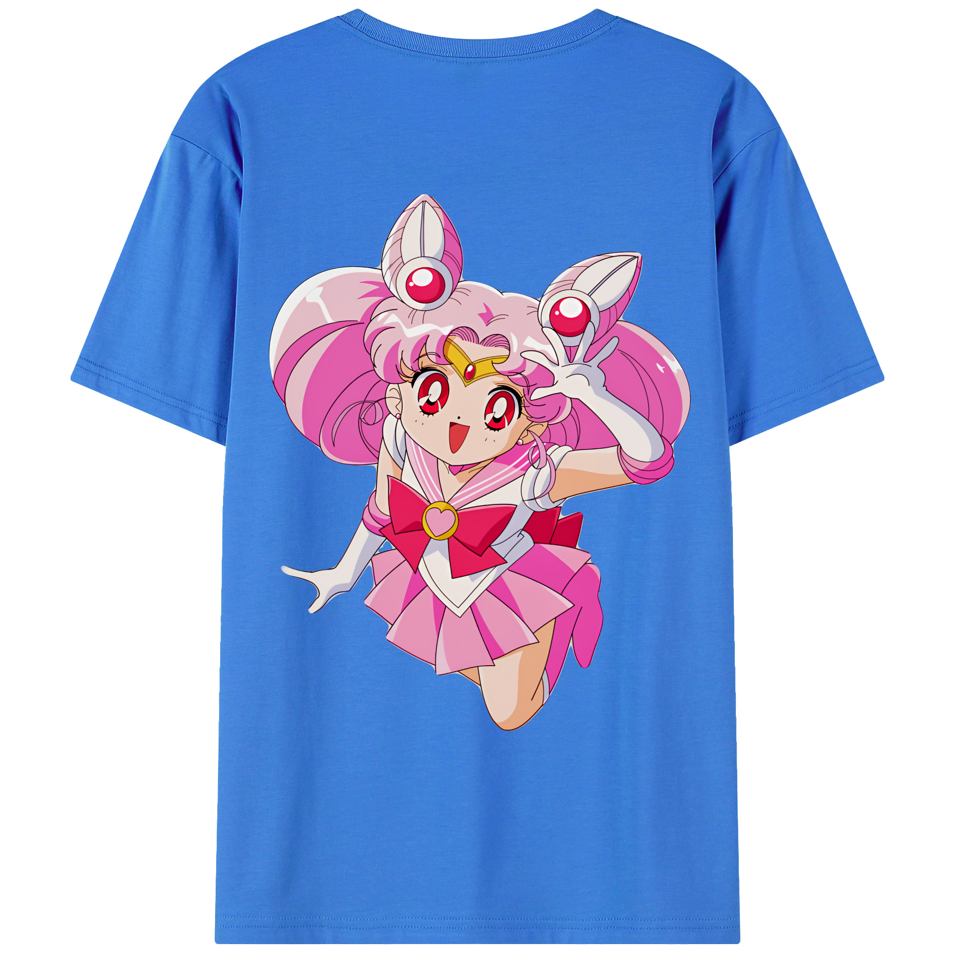 （画像用） 美少女戦士セーラームーン ちびうさ Sailor Moon Chibiusa Tsukino Usagi Small Lady Serenity 綿100％ メンズ半袖Tシャツ（バックプリント） 通気性
