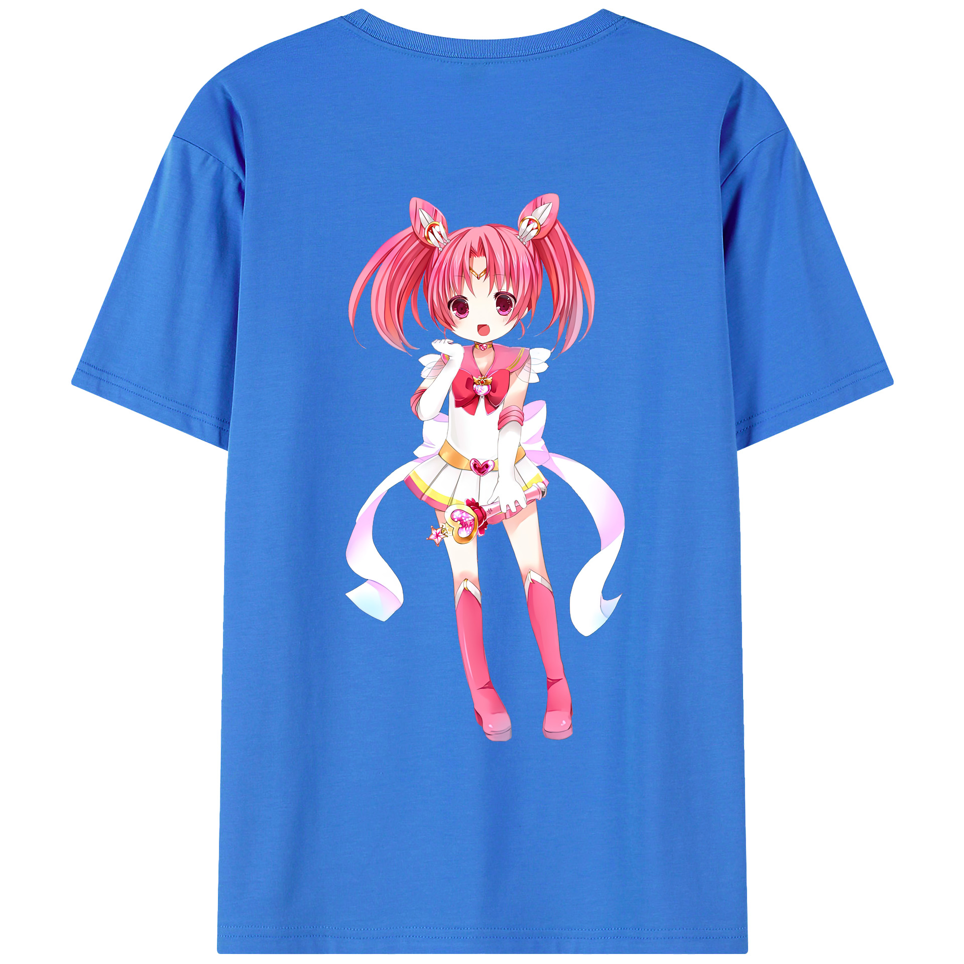 （画像用） 美少女戦士セーラームーン ちびうさ Sailor Moon Chibiusa Tsukino Usagi Small Lady Serenity 綿100％ メンズ半袖Tシャツ（バックプリント） 通気性