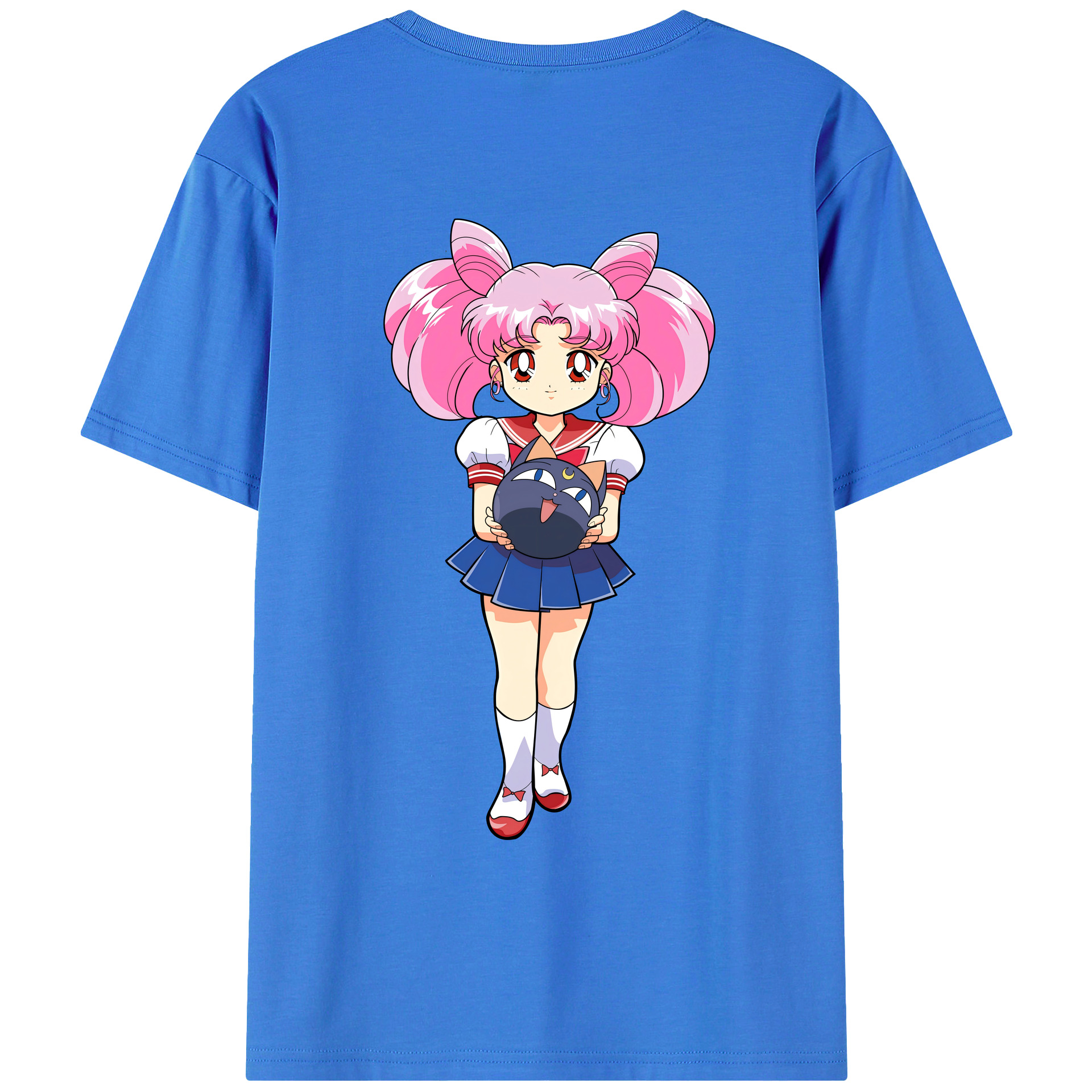 （画像用） 美少女戦士セーラームーン ちびうさ Sailor Moon Chibiusa Tsukino Usagi Small Lady Serenity 綿100％ メンズ半袖Tシャツ（バックプリント） 通気性