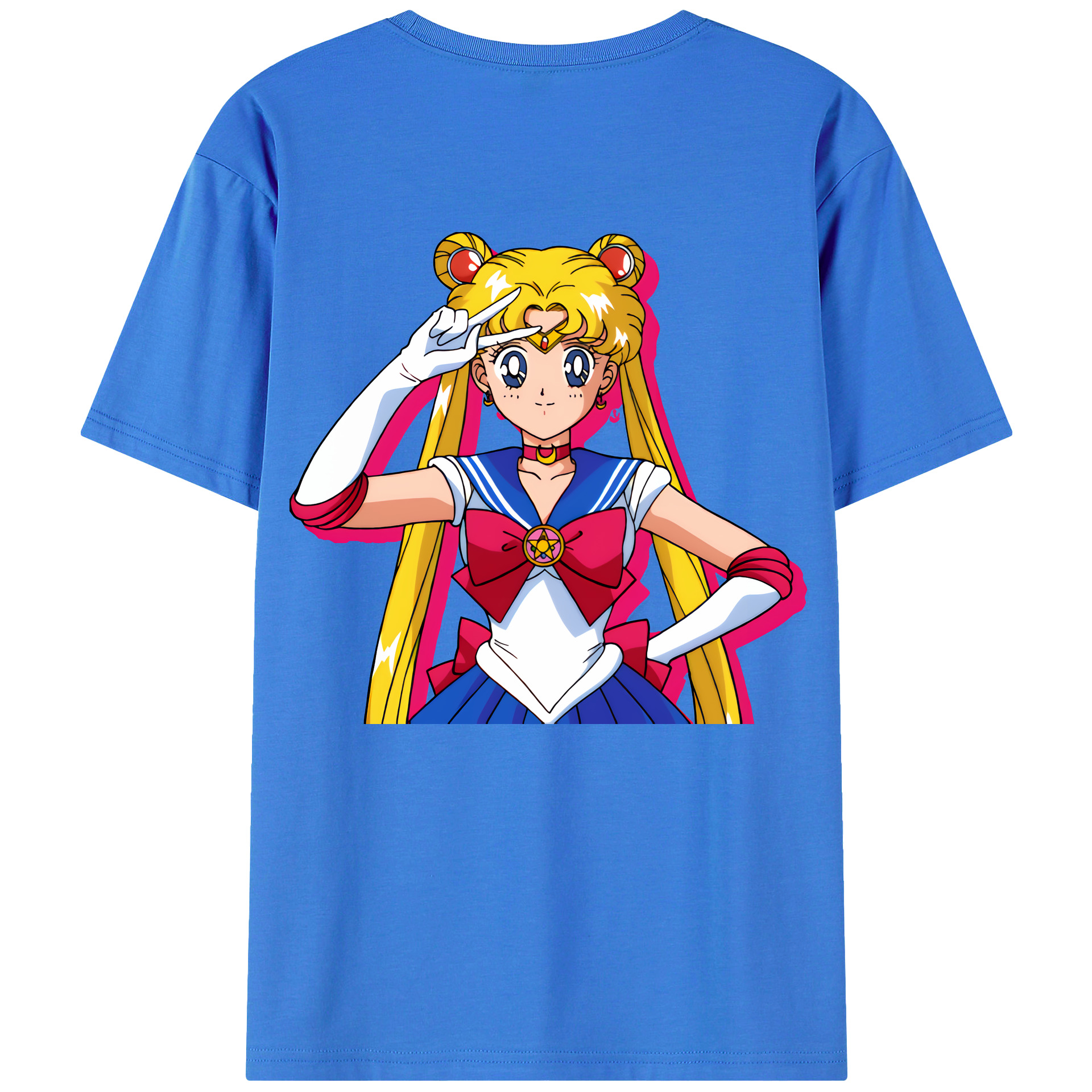 （画像用） 美少女戦士セーラームーン 月野 うさぎ つきの うさぎ Sailor Moon Tsukino Usagi 綿100％ メンズ半袖Tシャツ（バックプリント） 通気性
