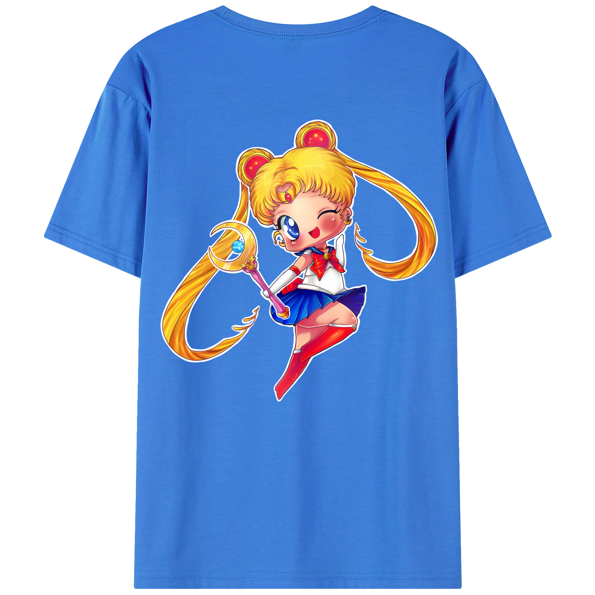 （画像用） 美少女戦士セーラームーン 月野 うさぎ つきの うさぎ Sailor Moon Tsukino Usagi 綿100％ メンズ半袖Tシャツ（バックプリント） 通気性
