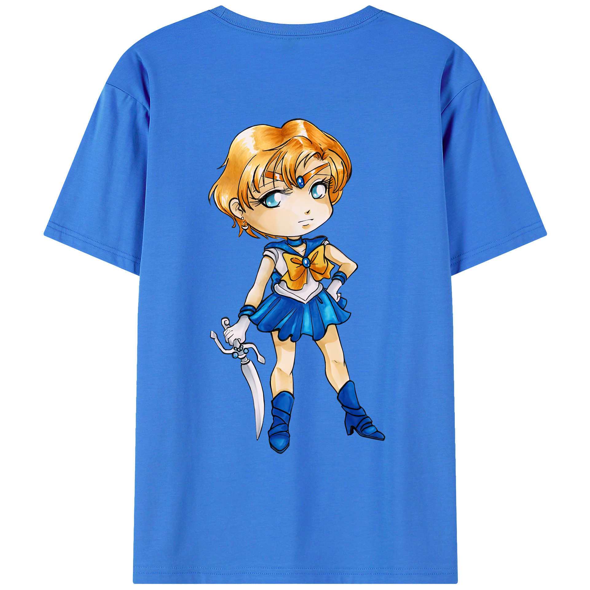 （画像用） 美少女戦士セーラームーン 天王はるか Sailor Moon Tenoh Haruka 綿100％ メンズ半袖Tシャツ（バックプリント） 通気性
