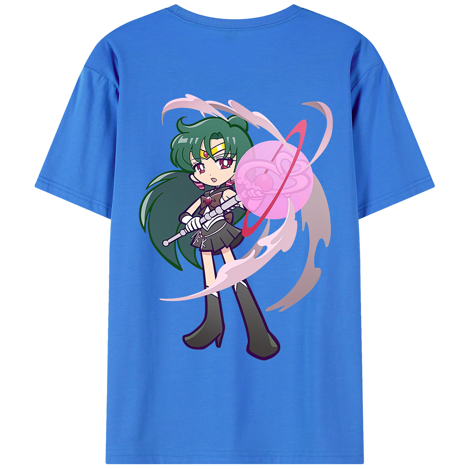 （画像用） 美少女戦士セーラームーン 冥王せつな Sailor Moon Meiou Setsuna 綿100％ メンズ半袖Tシャツ（バックプリント） 通気性