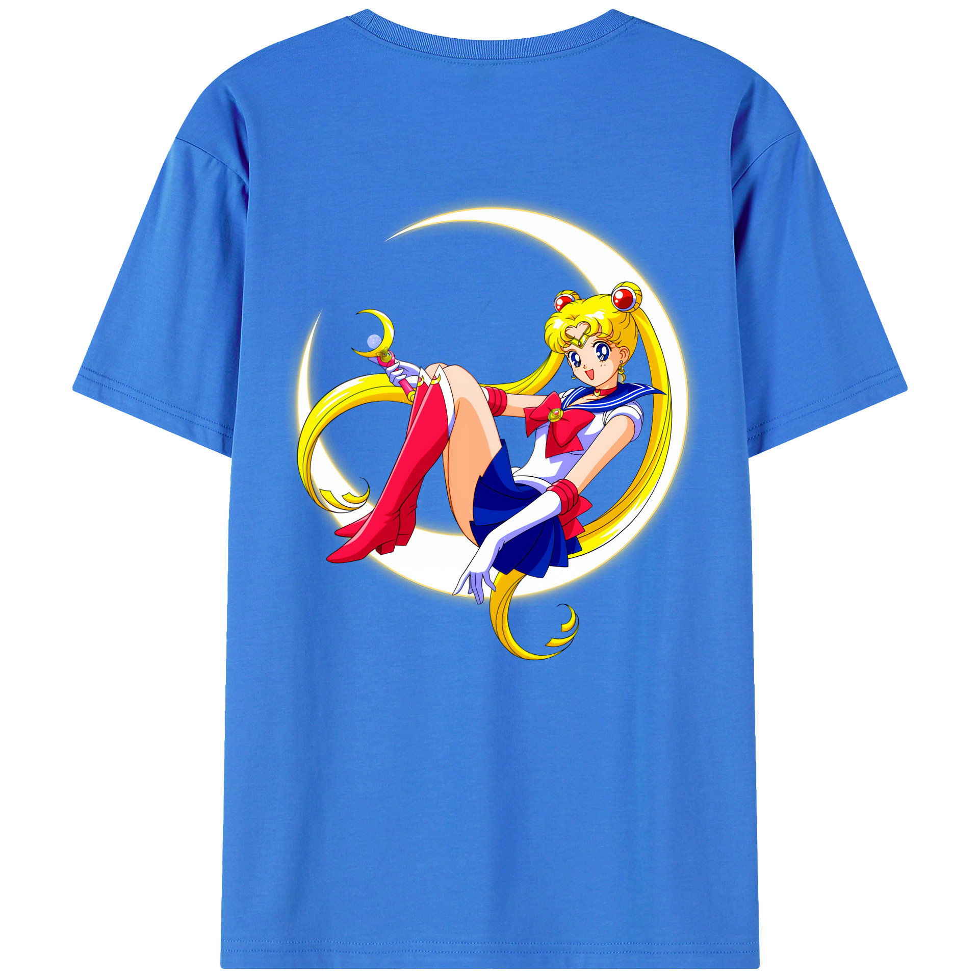 （画像用） 美少女戦士セーラームーン 月野 うさぎ つきの うさぎ Sailor Moon Tsukino Usagi 綿100％ メンズ半袖Tシャツ（バックプリント） 通気性