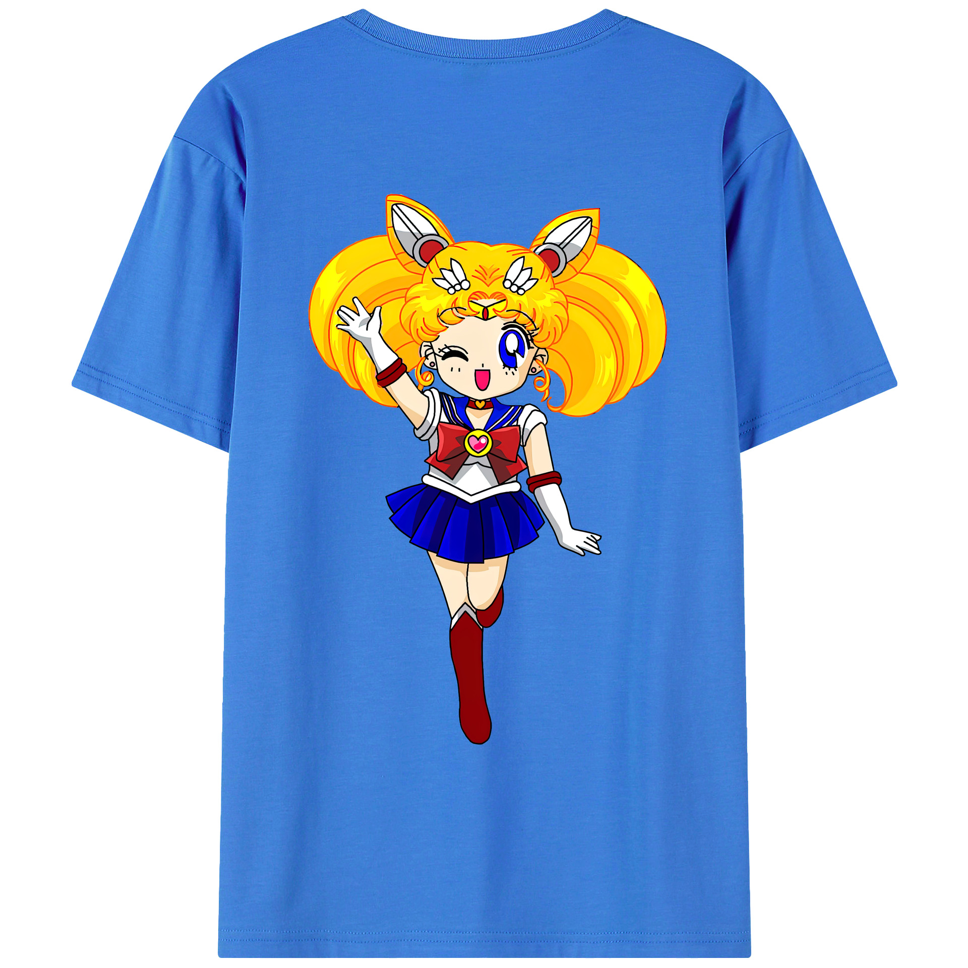 （画像用） 美少女戦士セーラームーン 月野 うさぎ つきの うさぎ Sailor Moon Tsukino Usagi 綿100％ メンズ半袖Tシャツ（バックプリント） 通気性