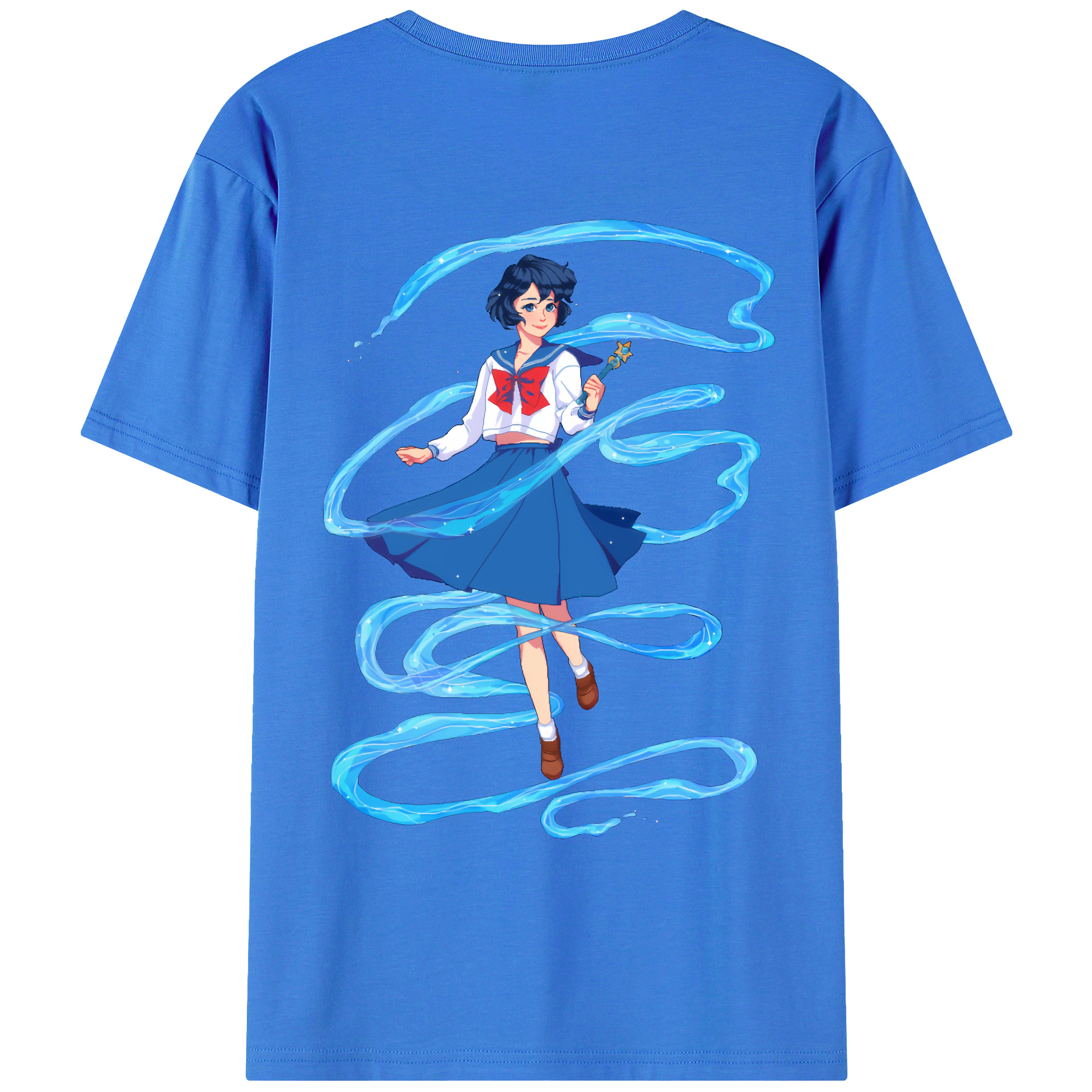 （画像用） 美少女戦士セーラームーン 水野 亜美 みずの あみ Sailor Moon Mizuno Ami 綿100％ メンズ半袖Tシャツ（バックプリント） 通気性