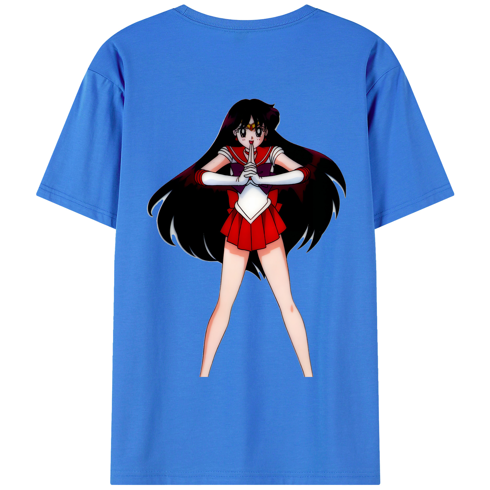 （画像用） 美少女戦士セーラームーン 火野レイ ひの レイ Sailor Moon Hino Rei （セーラーマーズ,Sailor Mars） 綿100％ メンズ半袖Tシャツ（バックプリント） 通気性