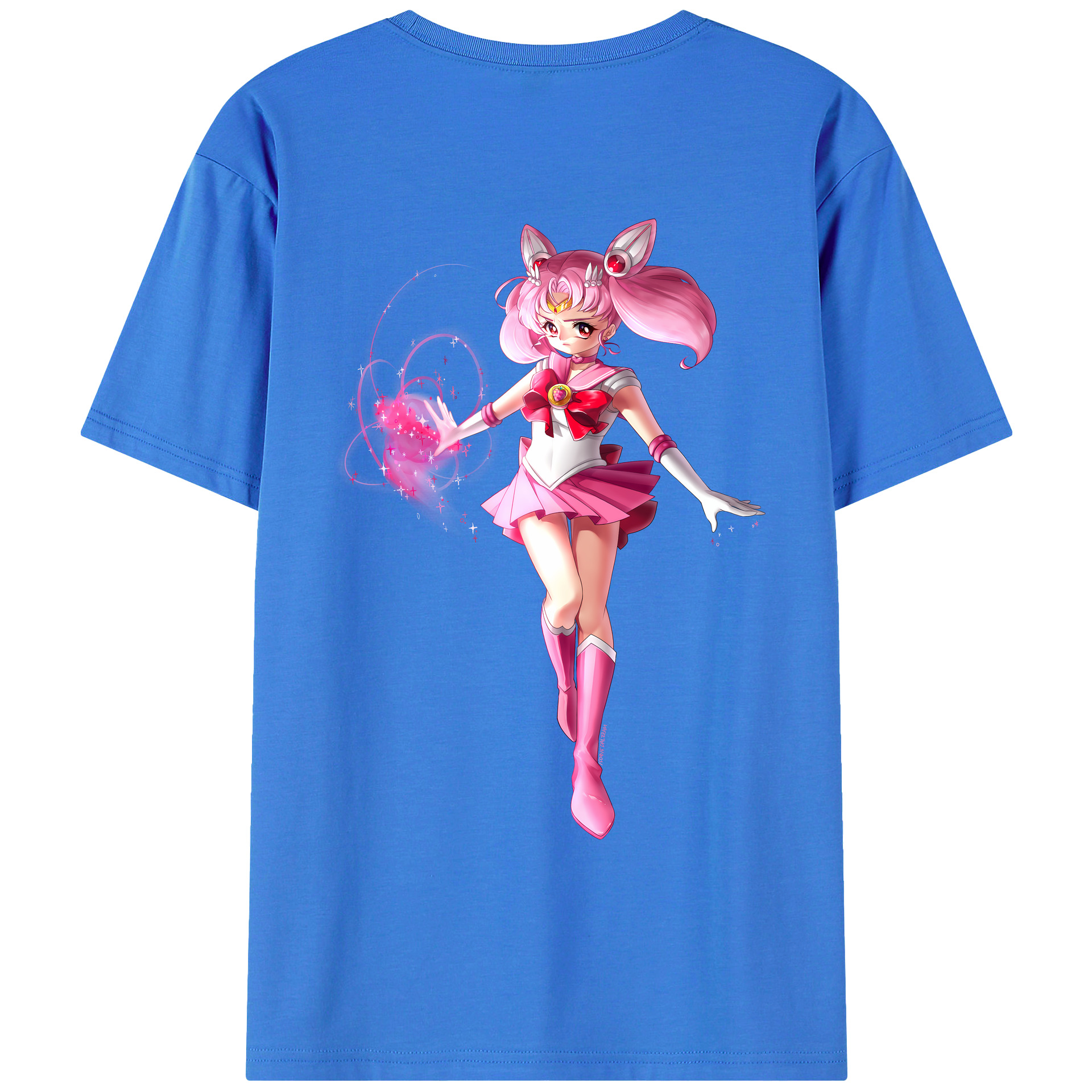（画像用） 美少女戦士セーラームーン ちびうさ Sailor Moon Chibiusa Tsukino Usagi Small Lady Serenity 綿100％ メンズ半袖Tシャツ（バックプリント） 通気性