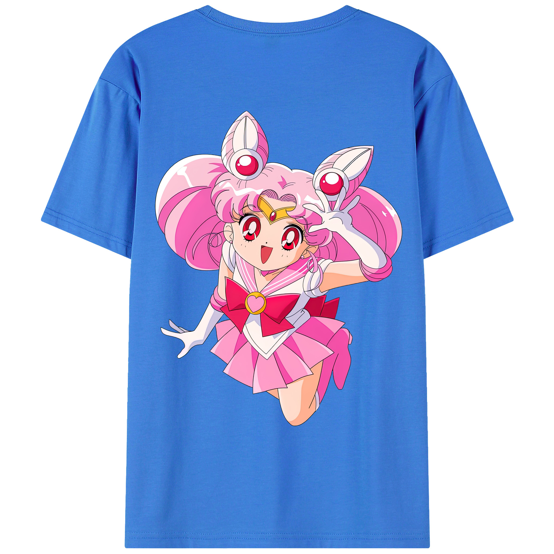 （画像用） 美少女戦士セーラームーン ちびうさ Sailor Moon Chibiusa Tsukino Usagi Small Lady Serenity 綿100％ メンズ半袖Tシャツ（バックプリント） 通気性
