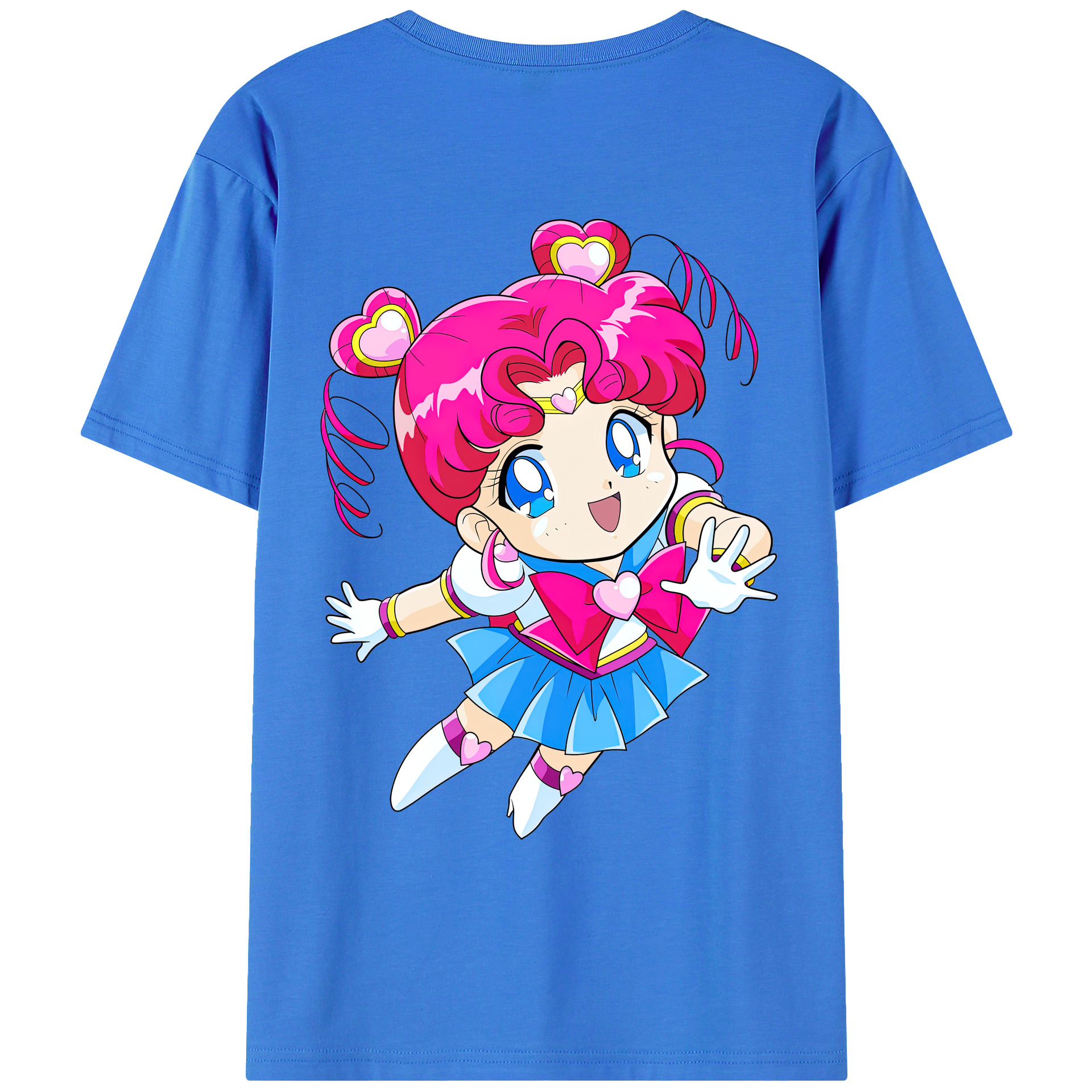 （画像用） 美少女戦士セーラームーン ちびうさ Sailor Moon Chibiusa Tsukino Usagi Small Lady Serenity 綿100％ メンズ半袖Tシャツ（バックプリント） 通気性