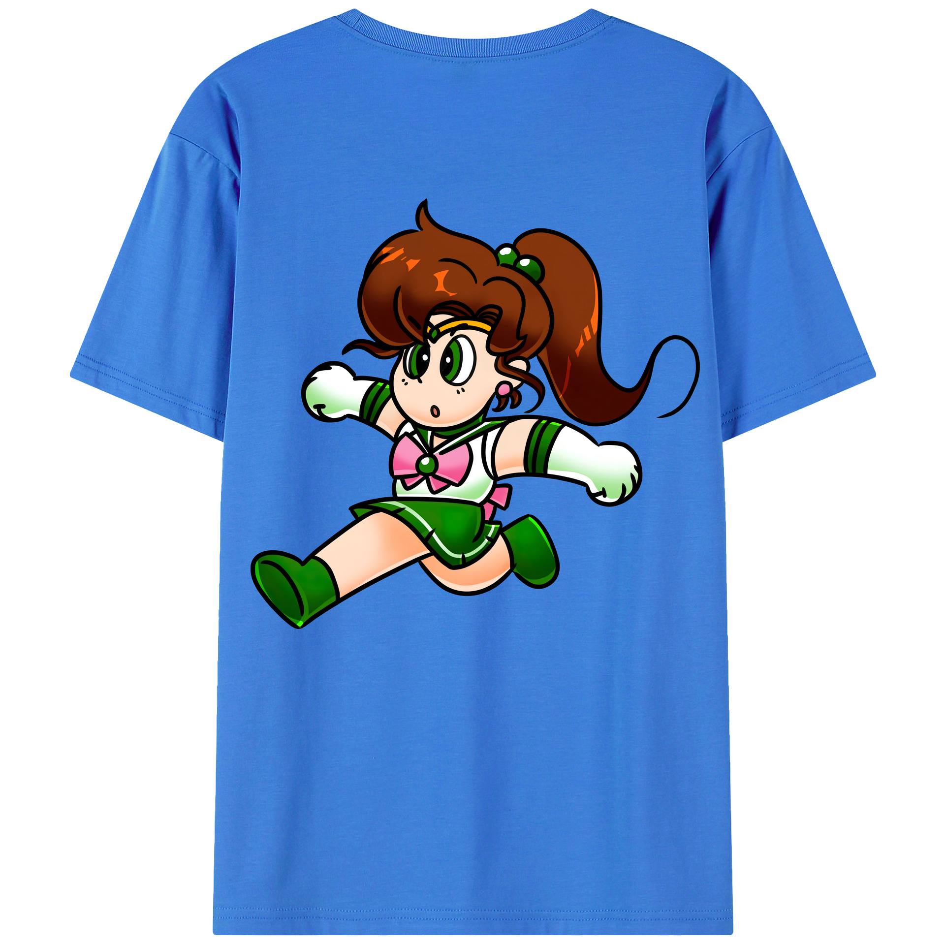 （画像用） 美少女戦士セーラームーン 木野 まこと きの まこと Sailor Moon Kino Makoto （セーラージュピター；Sailor Jupiter） 綿100％ メンズ半袖Tシャツ（バックプリント） 通気性