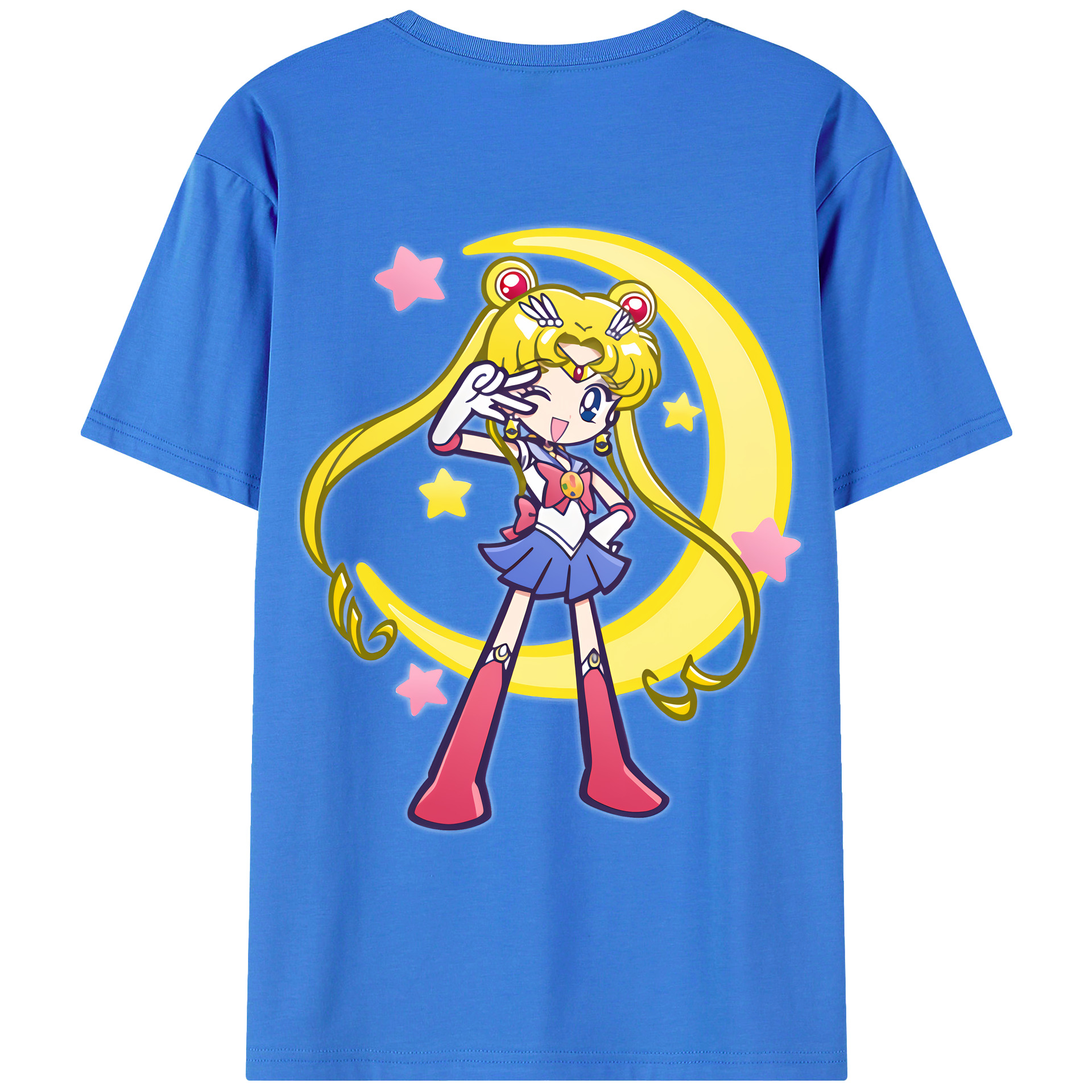 （画像用） 美少女戦士セーラームーン 月野 うさぎ つきの うさぎ Sailor Moon Tsukino Usagi 綿100％ メンズ半袖Tシャツ（バックプリント） 通気性