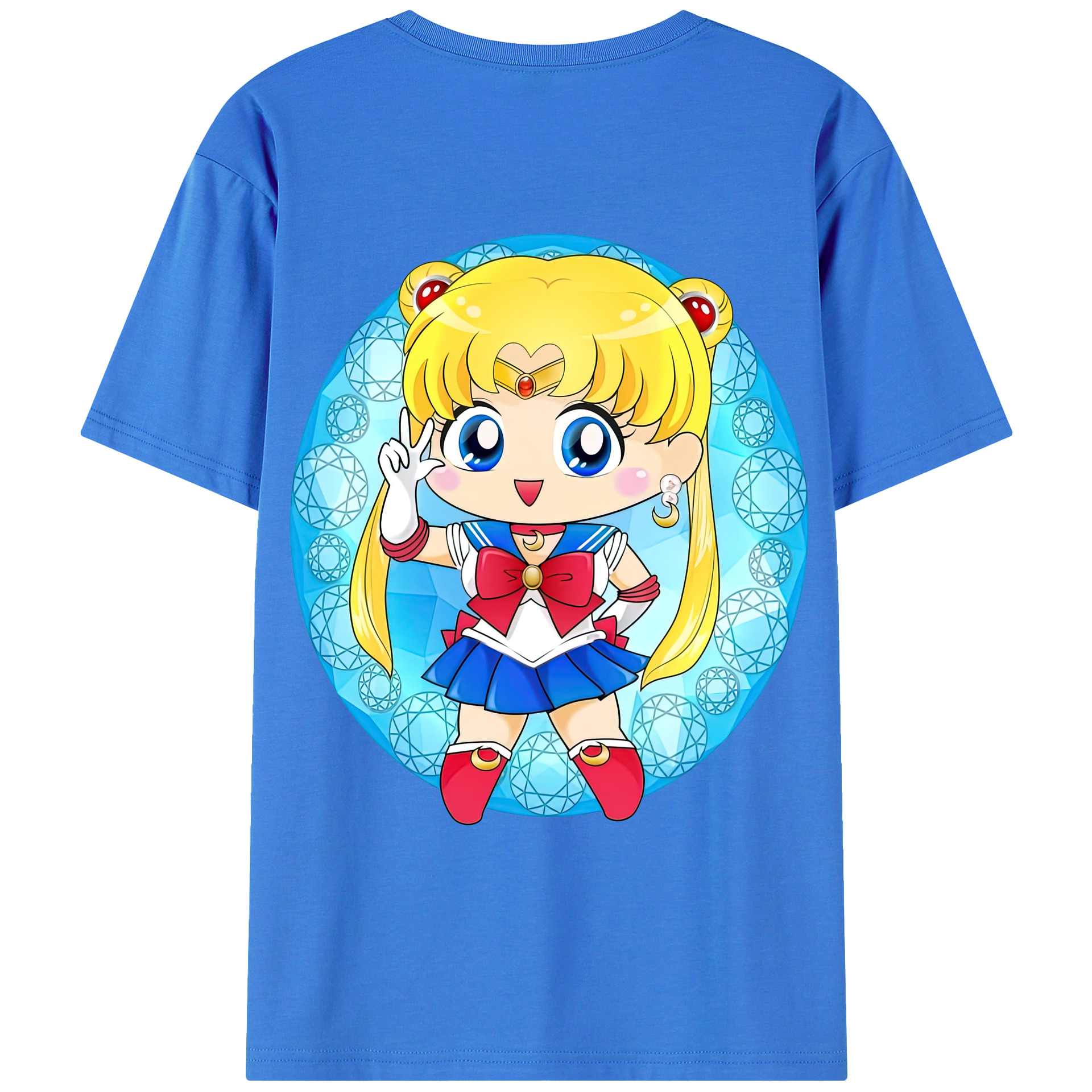 （画像用） 美少女戦士セーラームーン 月野 うさぎ つきの うさぎ Sailor Moon Tsukino Usagi 綿100％ メンズ半袖Tシャツ（バックプリント） 通気性