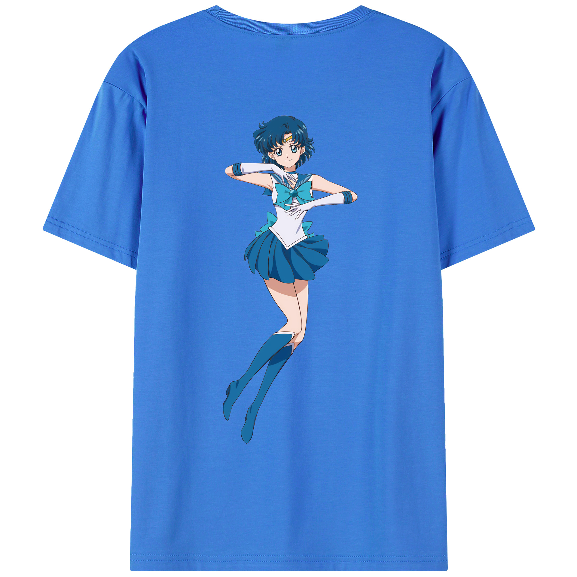 （画像用） 美少女戦士セーラームーン 水野 亜美 みずの あみ Sailor Moon Mizuno Ami 綿100％ メンズ半袖Tシャツ（バックプリント） 通気性