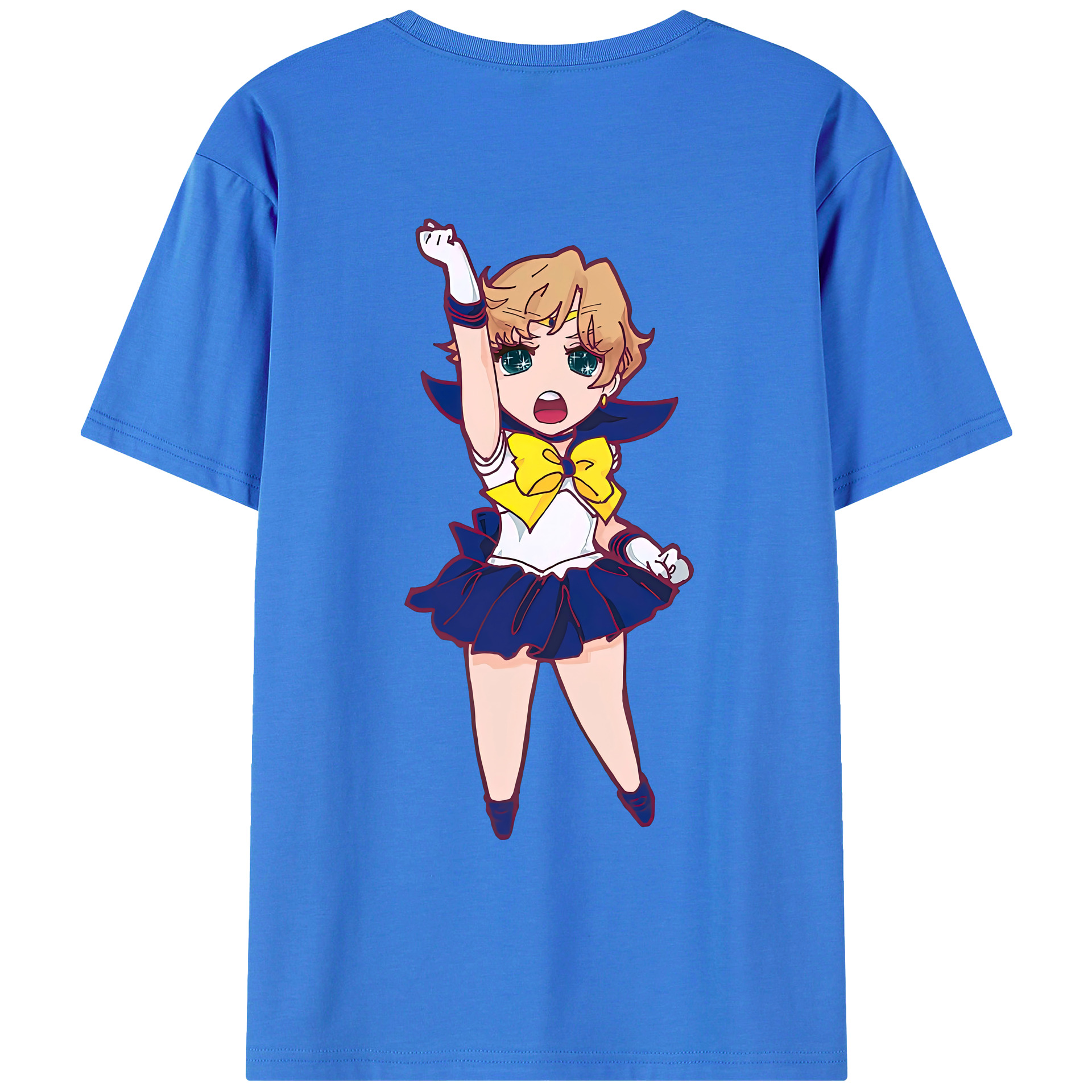 （画像用） 美少女戦士セーラームーン 天王はるか Sailor Moon Tenoh Haruka 綿100％ メンズ半袖Tシャツ（バックプリント） 通気性