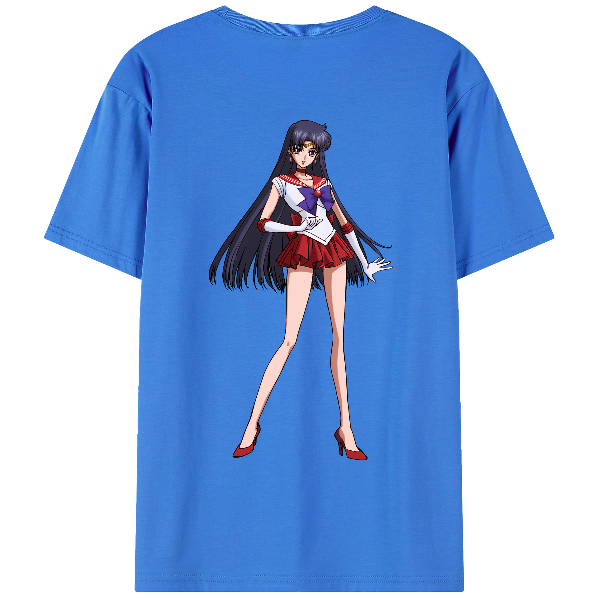 （画像用） 美少女戦士セーラームーン 火野レイ ひの レイ Sailor Moon Hino Rei （セーラーマーズ,Sailor Mars） 綿100％ メンズ半袖Tシャツ（バックプリント） 通気性