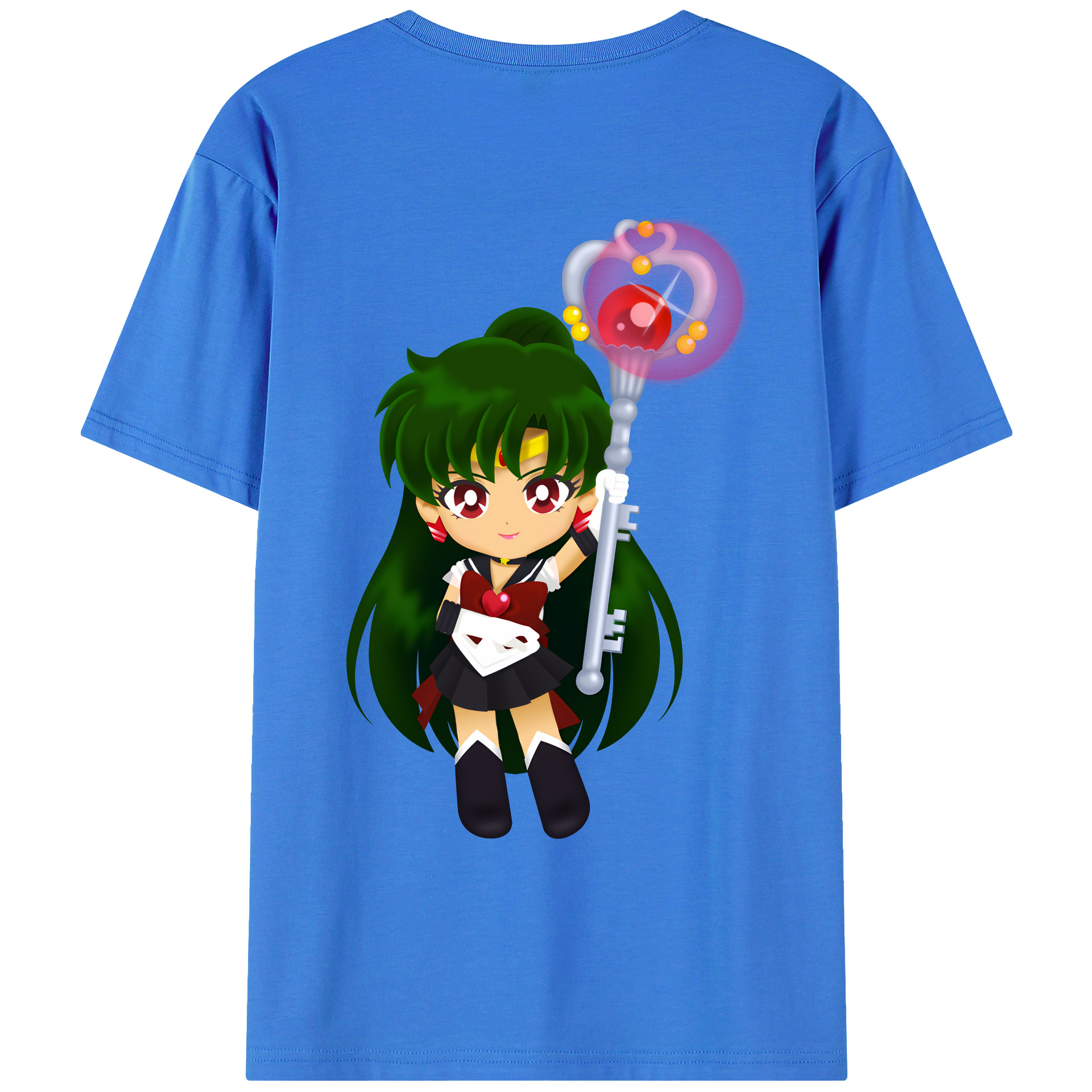 （画像用） 美少女戦士セーラームーン 冥王せつな Sailor Moon Meiou Setsuna 綿100％ メンズ半袖Tシャツ（バックプリント） 通気性
