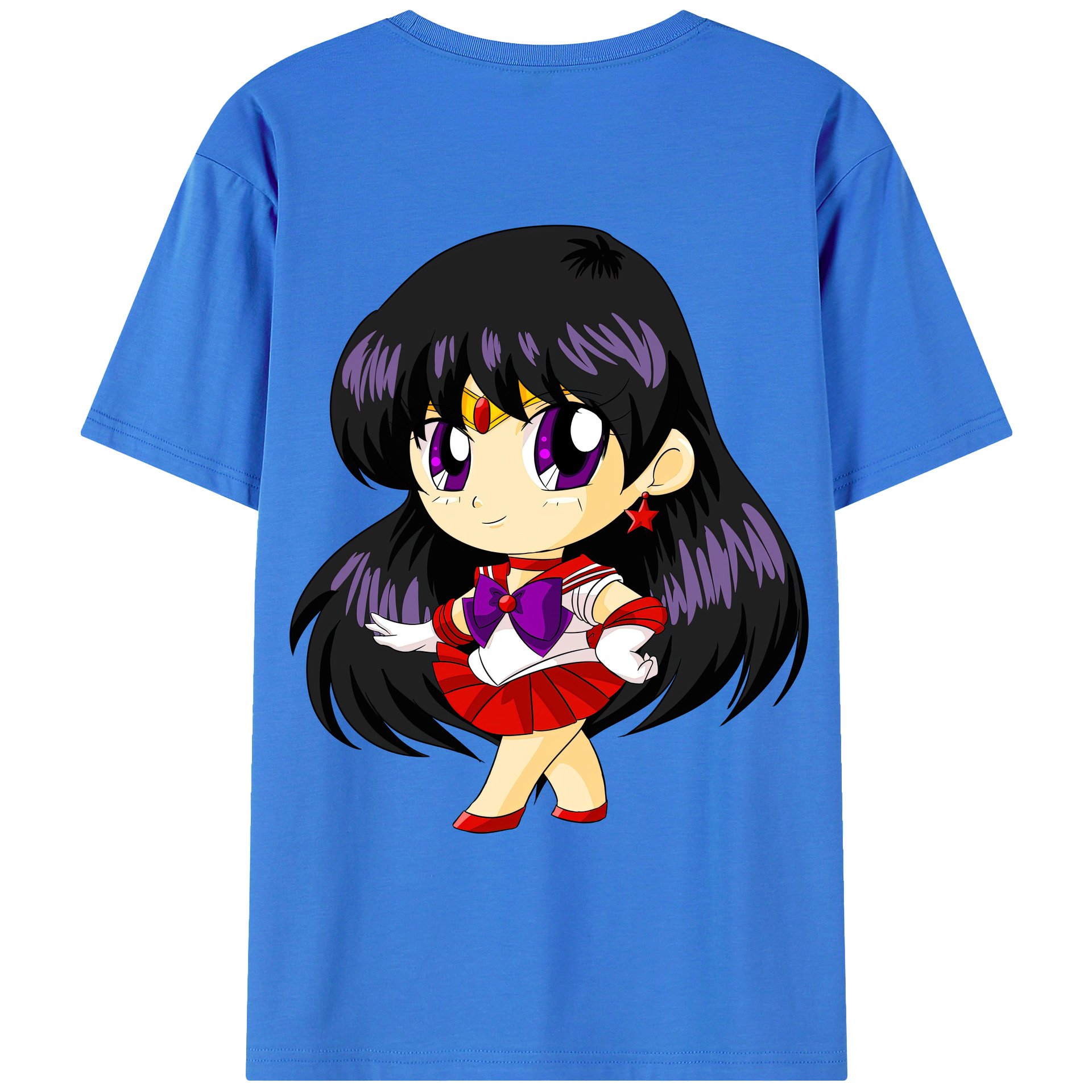（画像用） 美少女戦士セーラームーン 火野レイ ひの レイ Sailor Moon Hino Rei （セーラーマーズ,Sailor Mars） 綿100％ メンズ半袖Tシャツ（バックプリント） 通気性