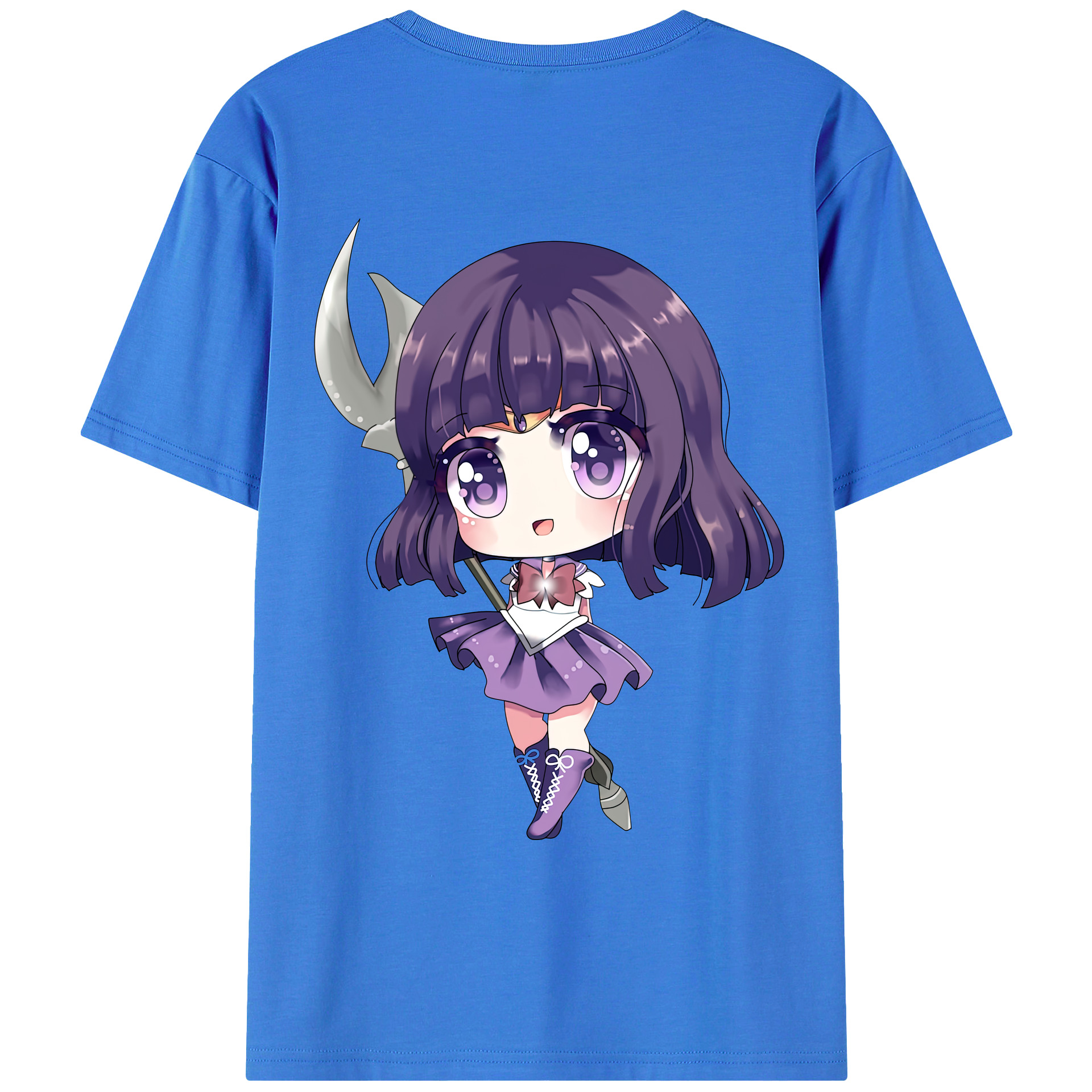 （画像用） 美少女戦士セーラームーン 土萠ほたる Sailor Moon Tomoe Hotaru （セーラーサターン；Sailor Saturn） 綿100％ メンズ半袖Tシャツ（バックプリント） 通気性