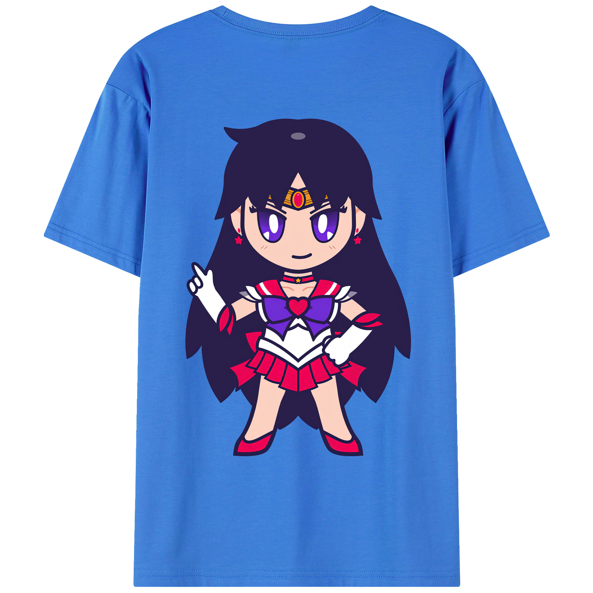 （画像用） 美少女戦士セーラームーン 火野レイ ひの レイ Sailor Moon Hino Rei （セーラーマーズ,Sailor Mars） 綿100％ メンズ半袖Tシャツ（バックプリント） 通気性