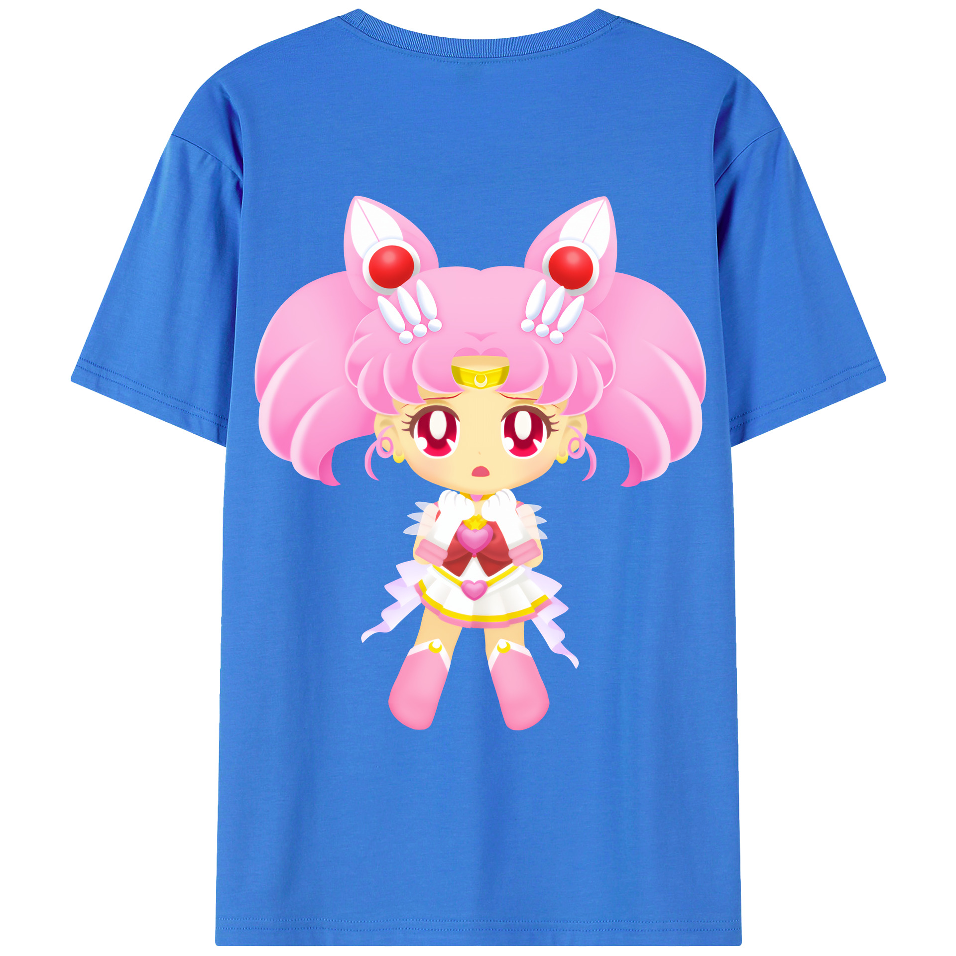 （画像用） 美少女戦士セーラームーン ちびうさ Sailor Moon Chibiusa Tsukino Usagi Small Lady Serenity 綿100％ メンズ半袖Tシャツ（バックプリント） 通気性