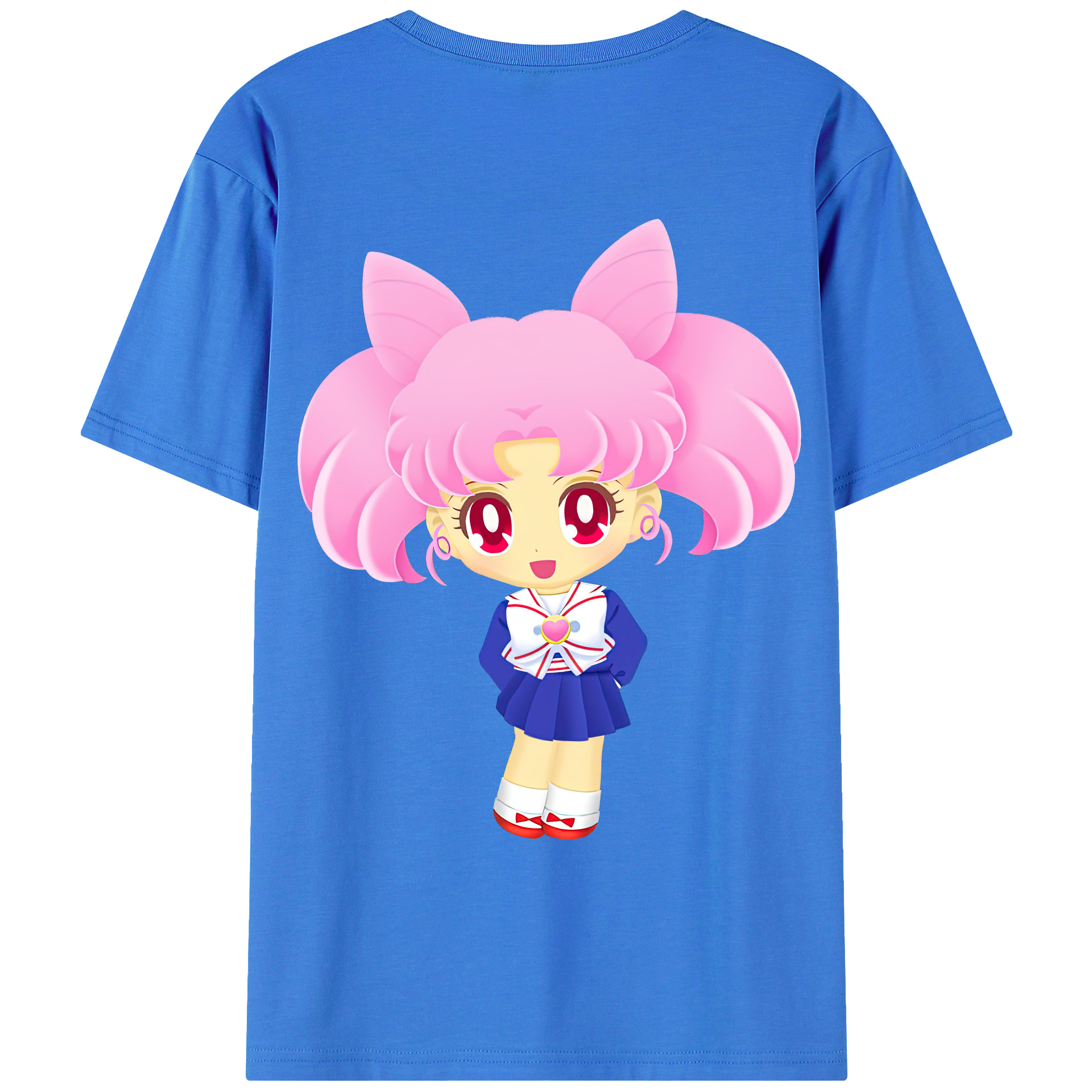 （画像用） 美少女戦士セーラームーン ちびうさ Sailor Moon Chibiusa Tsukino Usagi Small Lady Serenity 綿100％ メンズ半袖Tシャツ（バックプリント） 通気性
