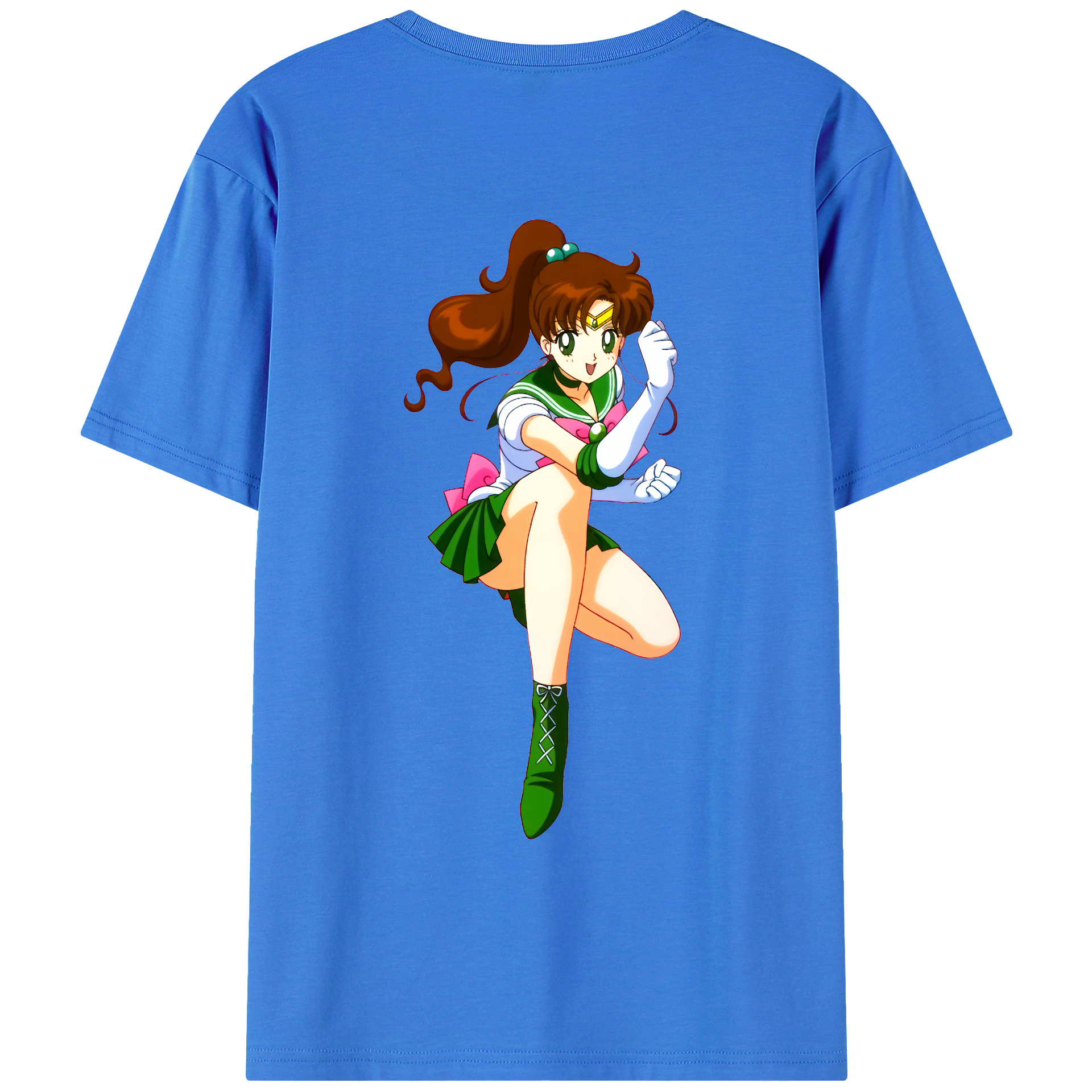 （画像用） 美少女戦士セーラームーン 木野 まこと きの まこと Sailor Moon Kino Makoto （セーラージュピター；Sailor Jupiter） 綿100％ メンズ半袖Tシャツ（バックプリント） 通気性