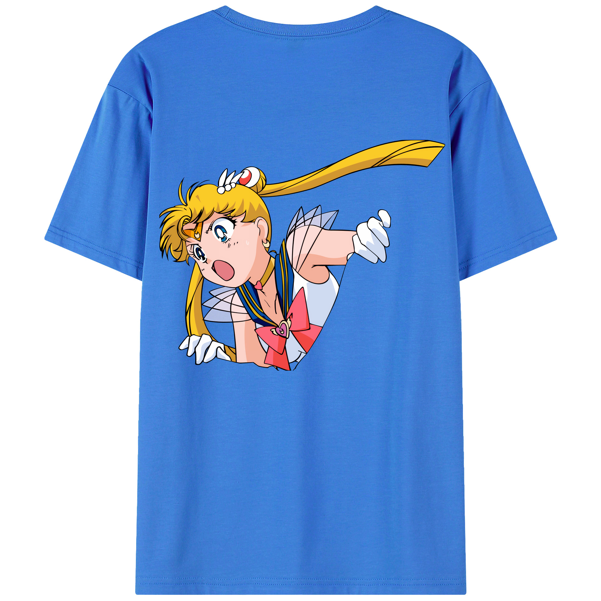 （画像用） 美少女戦士セーラームーン 月野 うさぎ つきの うさぎ Sailor Moon Tsukino Usagi 綿100％ メンズ半袖Tシャツ（バックプリント） 通気性
