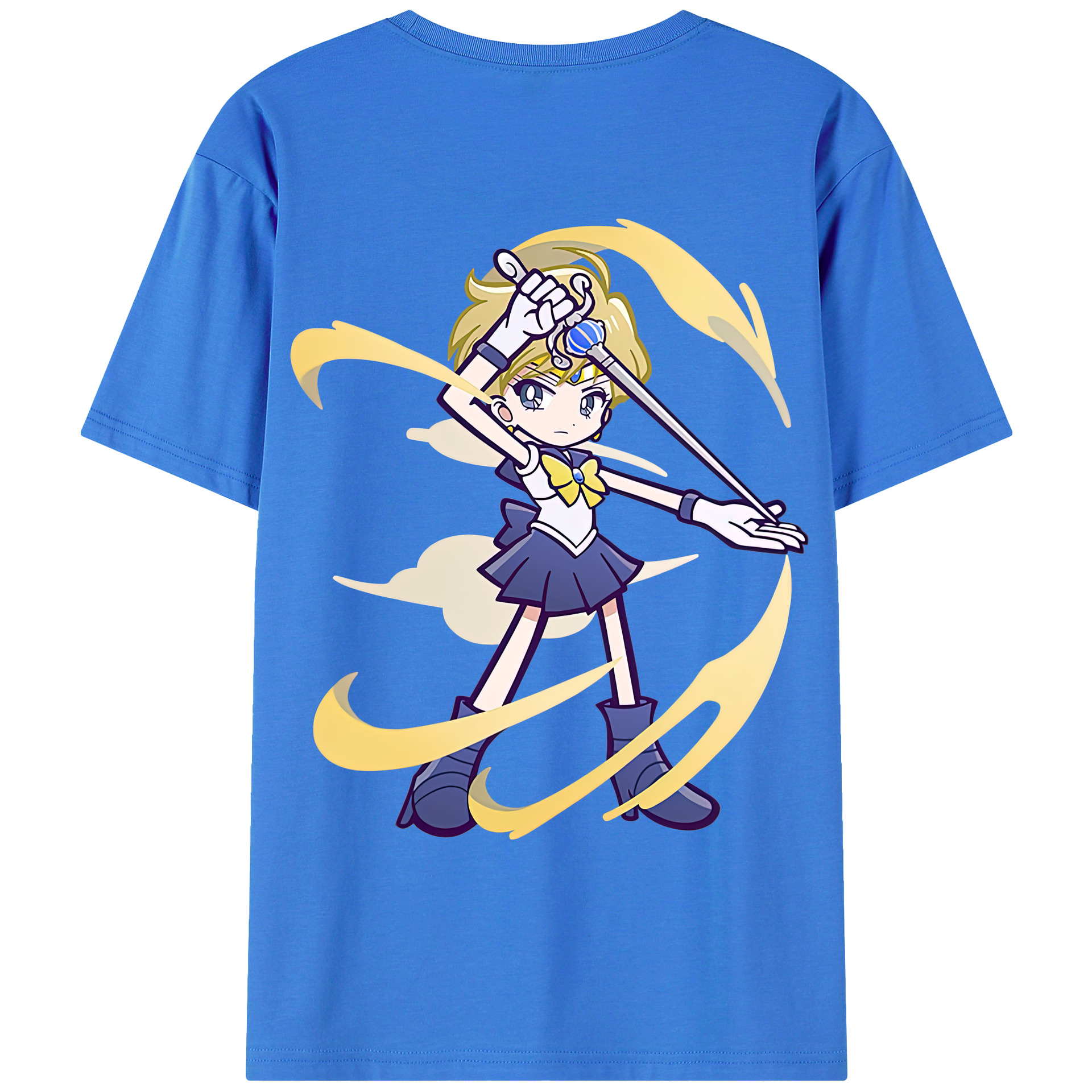 （画像用） 美少女戦士セーラームーン 天王はるか Sailor Moon Tenoh Haruka 綿100％ メンズ半袖Tシャツ（バックプリント） 通気性