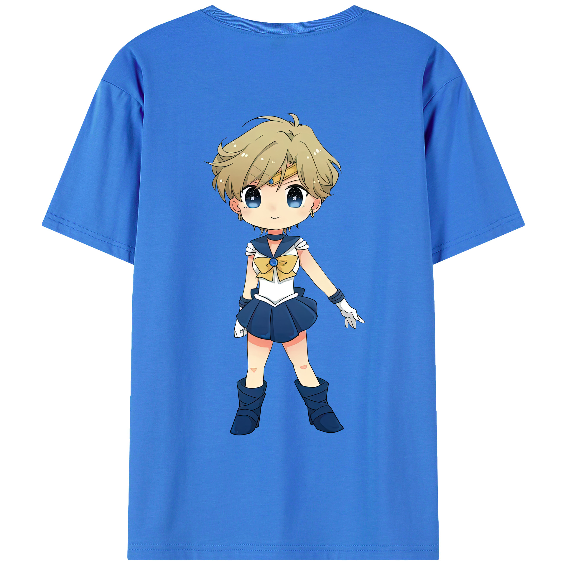 （画像用） 美少女戦士セーラームーン 天王はるか Sailor Moon Tenoh Haruka 綿100％ メンズ半袖Tシャツ（バックプリント） 通気性